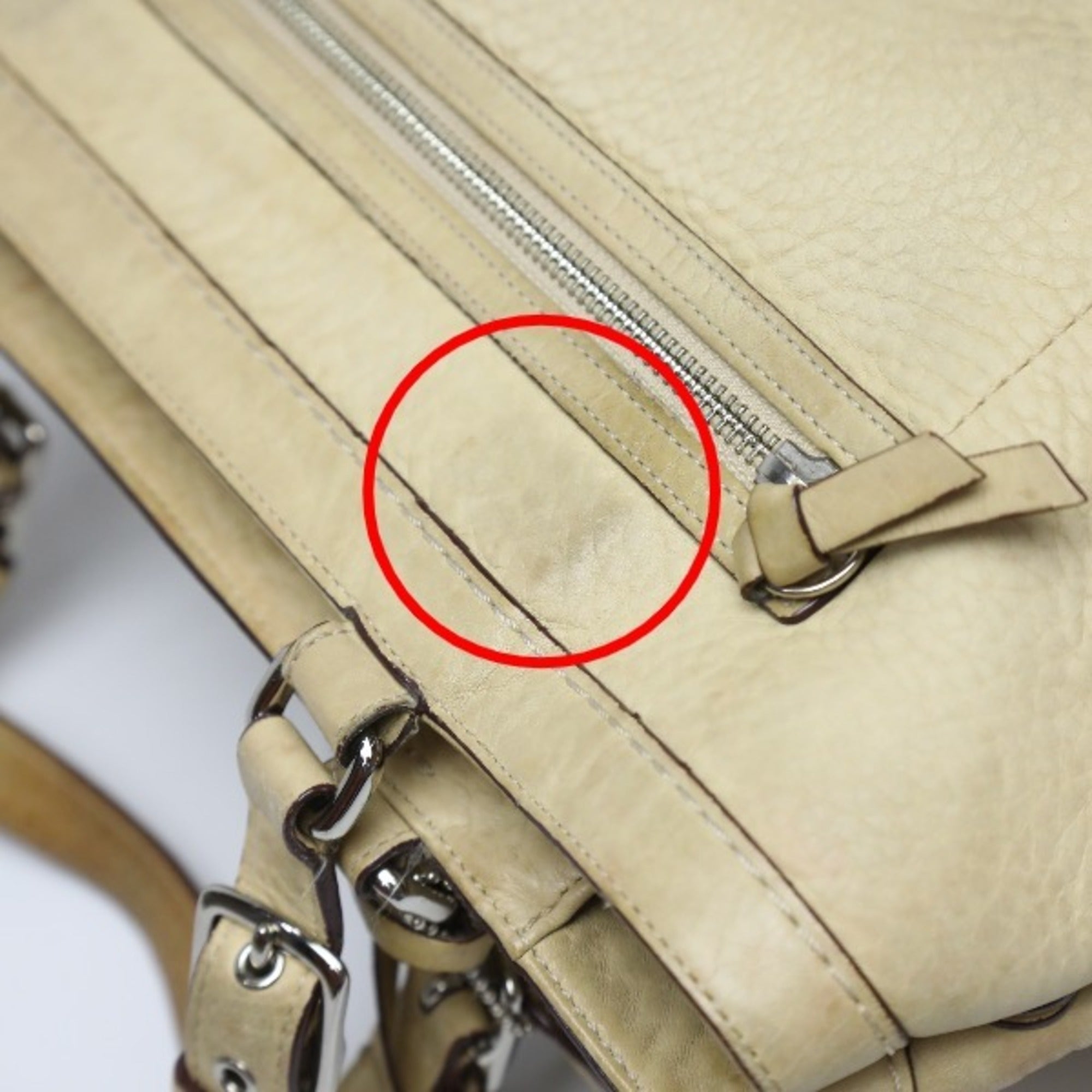 Coach Beige Leather Handbag Tote Bag (Pre-Owned)