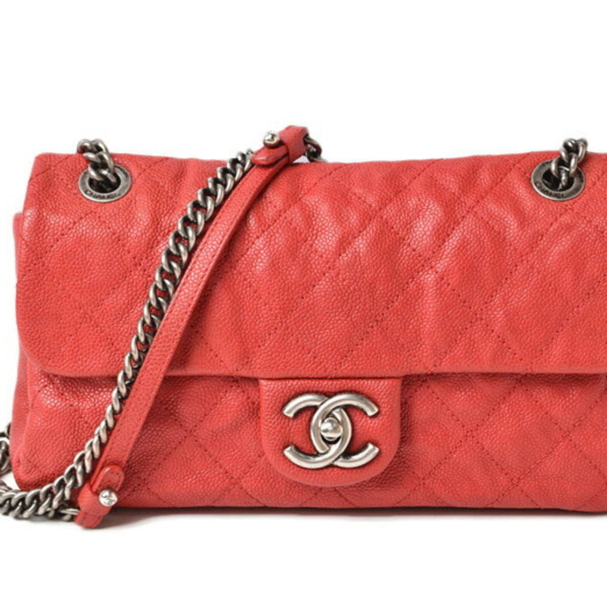 Chanel Red Color Caviar Leather Shoulder Bag (Pre-Owned)