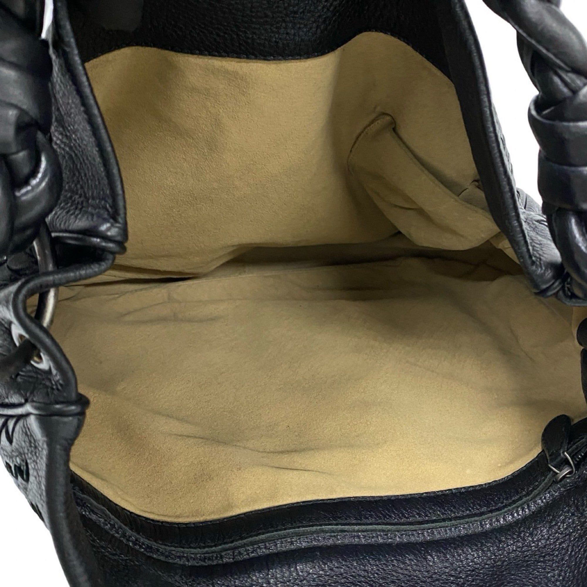 Bottega Veneta Black Leather Handbag Tote Bag (Pre-Owned)