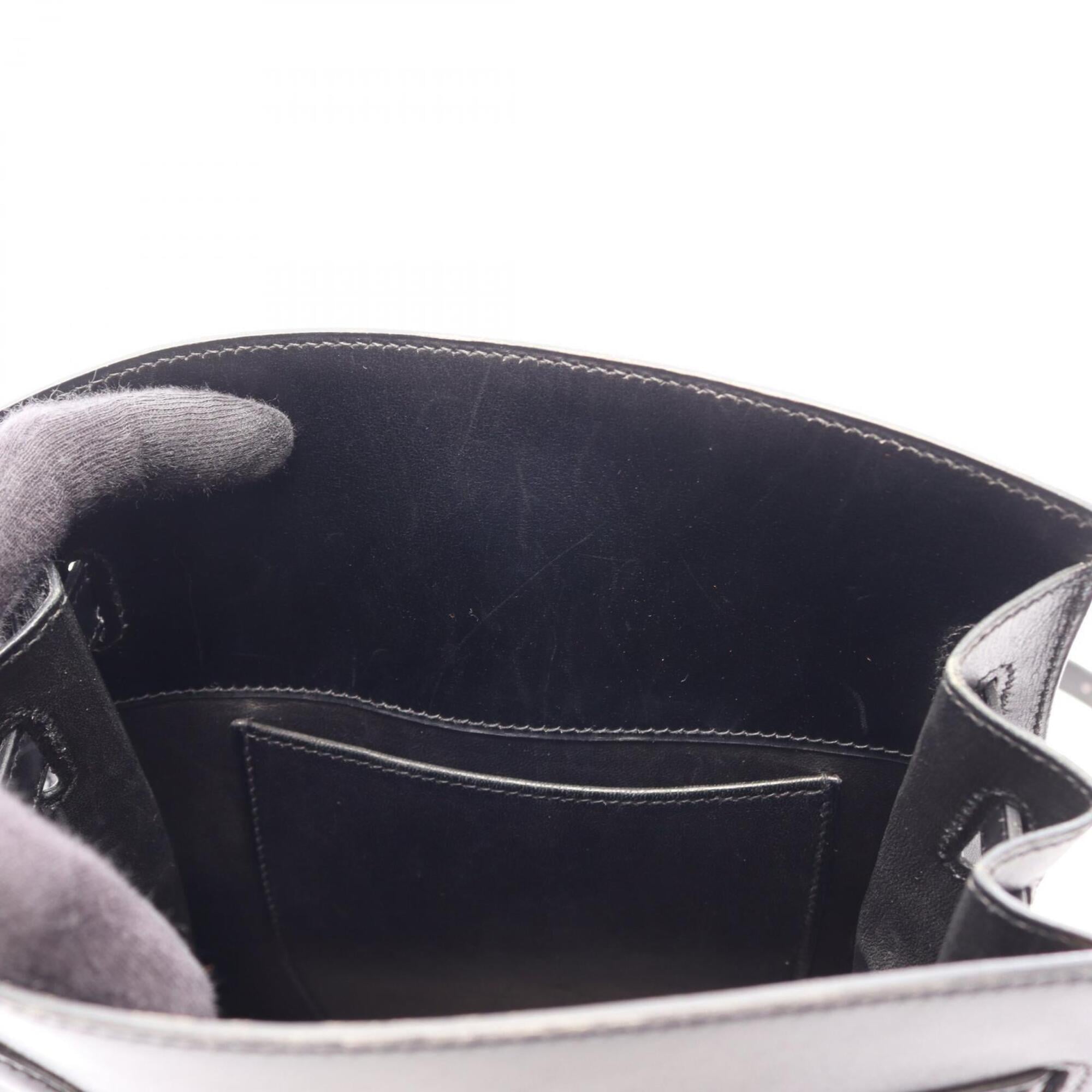 Hermes Black Box Calf Leather Leather Handbag Shoulder Bag (Pre-Owned)