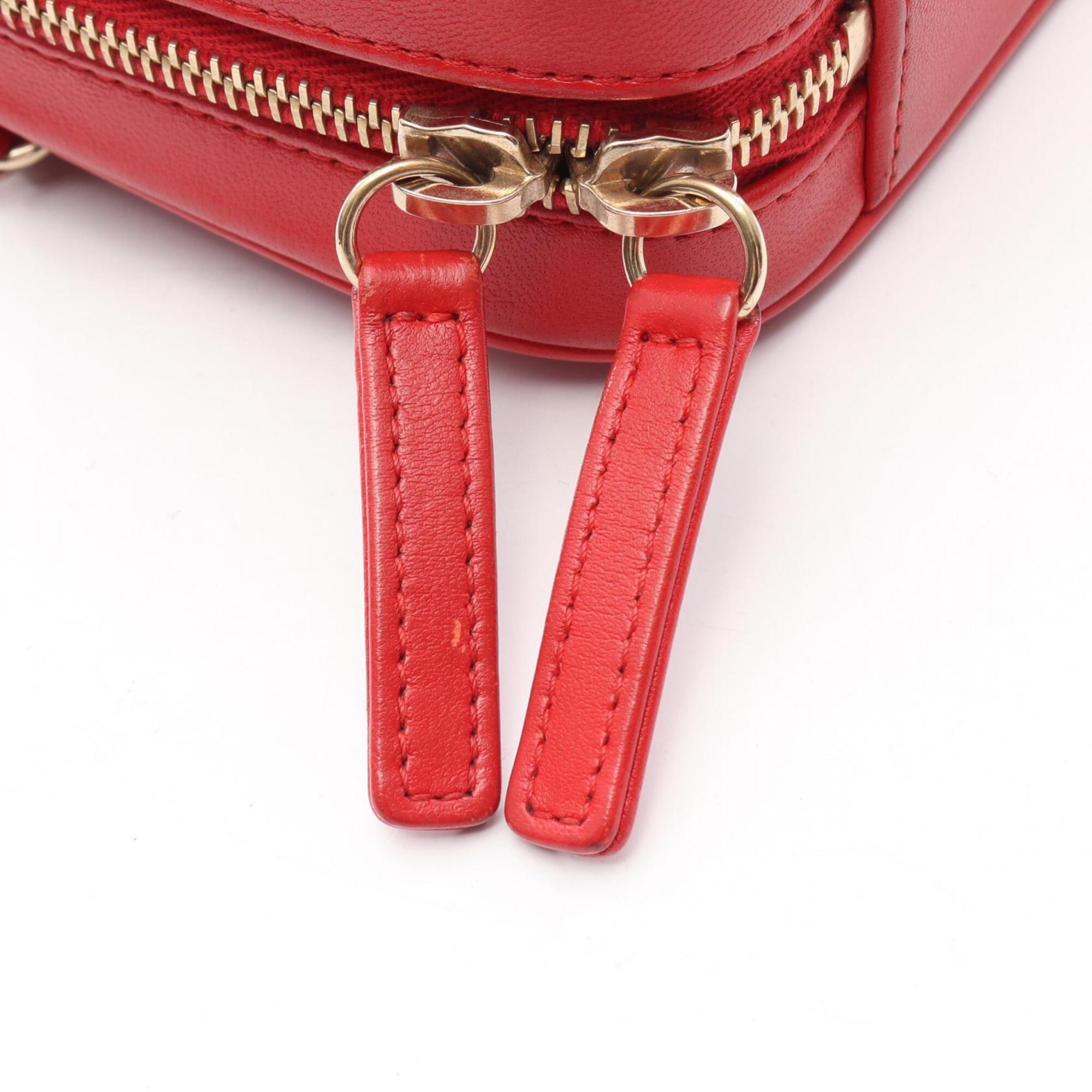 Chanel Red Color Leather Fanny Pack (Pre-Owned)