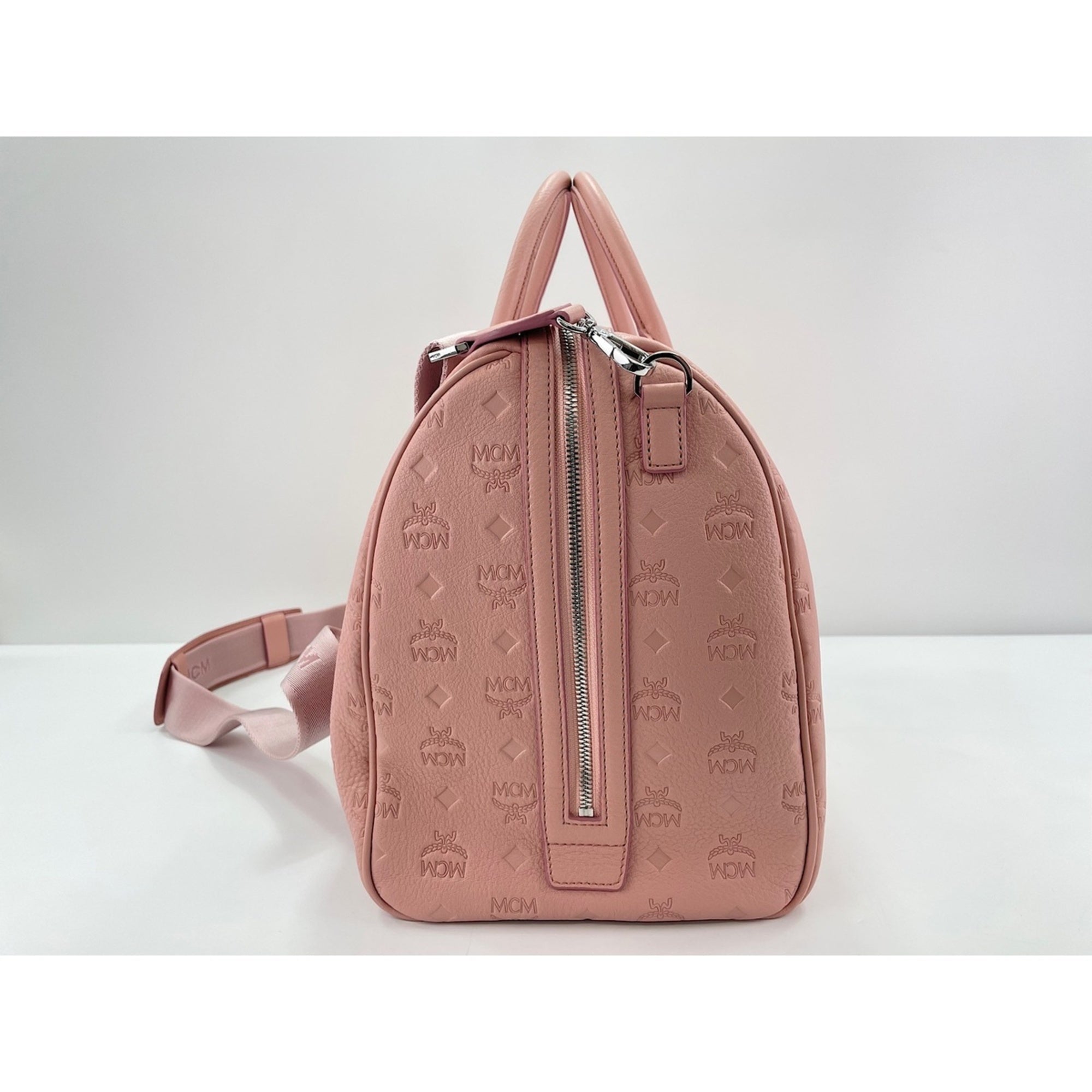 Mcm Pink Leather Boston Bag Weekend Bag (Pre-Owned)