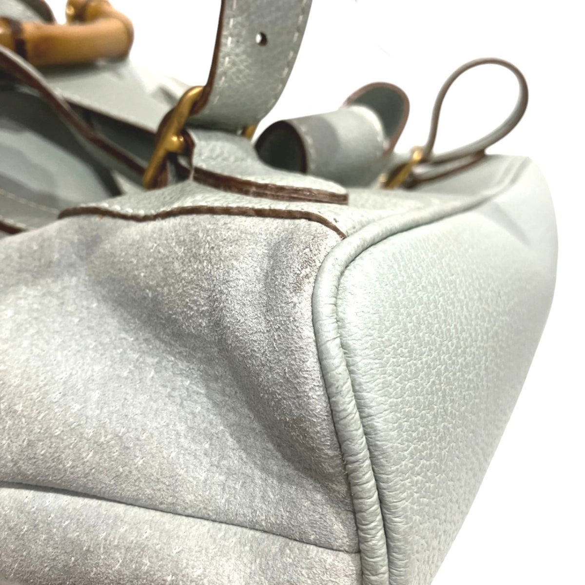 Gucci Blue Bamboo Suede Leather Backpack (Pre-Owned)