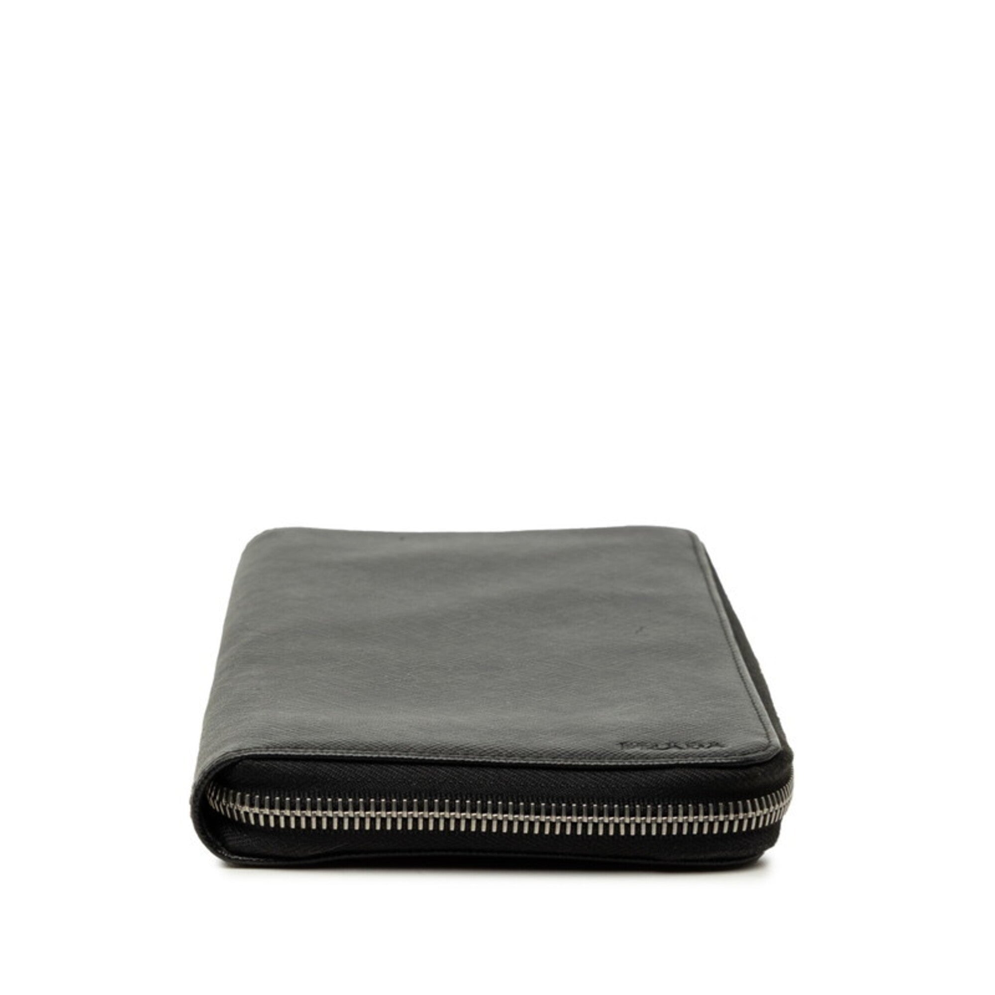Prada Black Leather Long Wallet (Bi-Fold) (Pre-Owned)