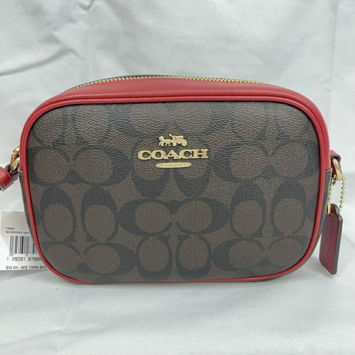 Coach Brown Red Color Signature Line Shoulder Bag (Pre-Owned)