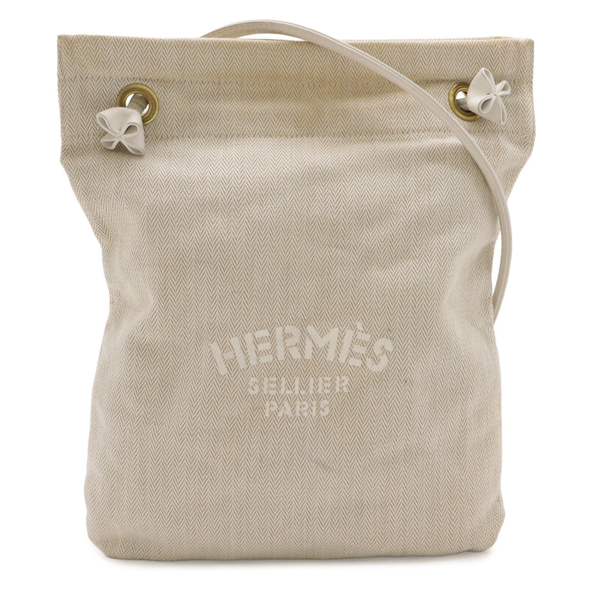 Hermes Natural White Canvas Shoulder Bag (Pre-Owned)