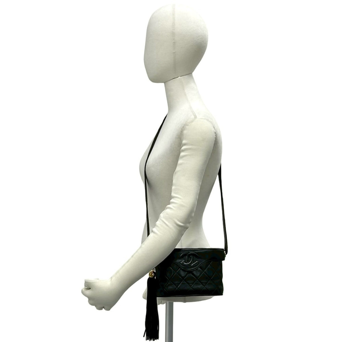 Chanel Black Leather Shoulder Bag Vanity Bag (Pre-Owned)
