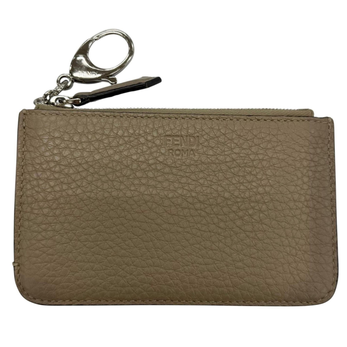 Fendi Gray Leather Coin Purse/Coin Case (Pre-Owned)