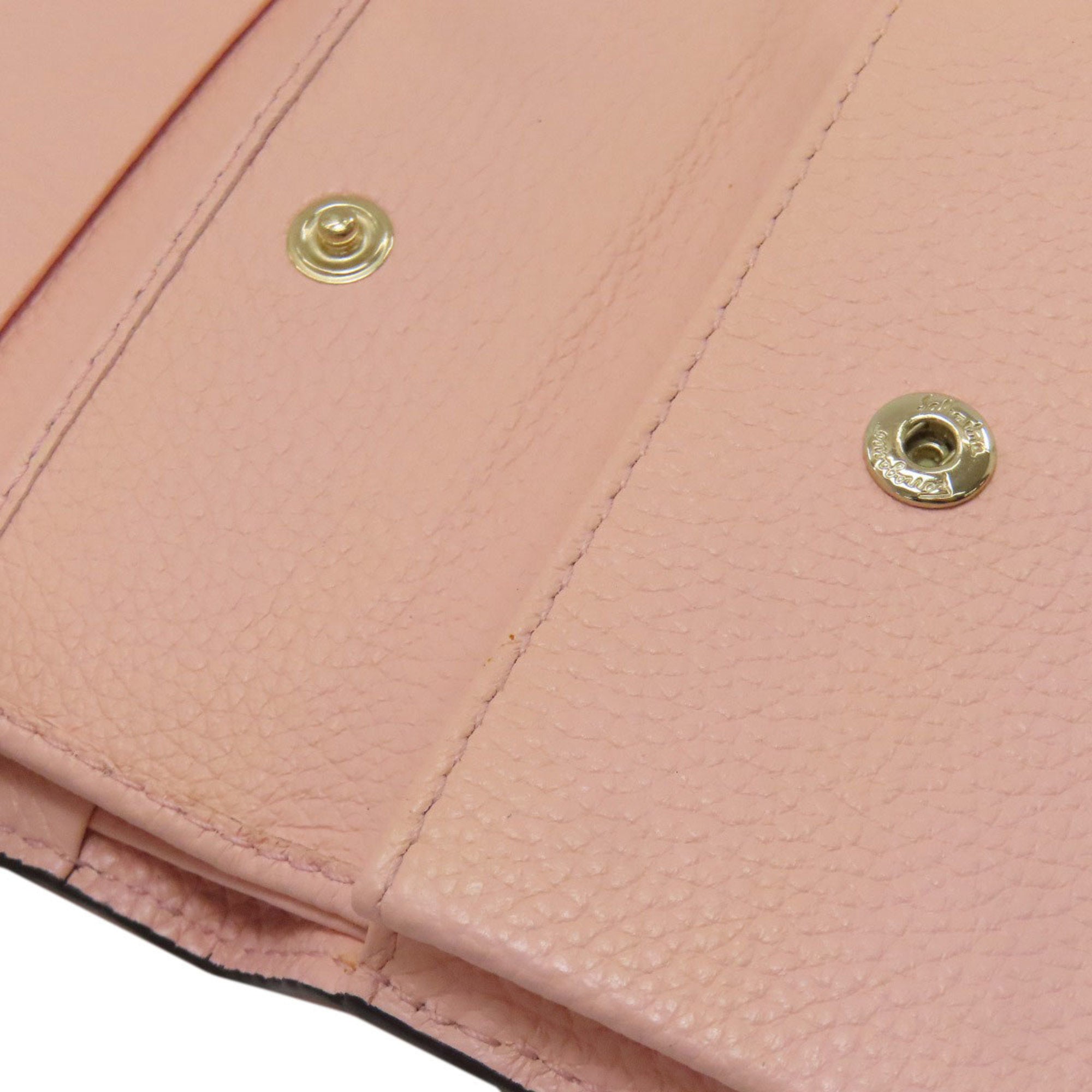Salvatore Ferragamo Gancini Pink Leather Wallet (Bi-Fold) (Pre-Owned)