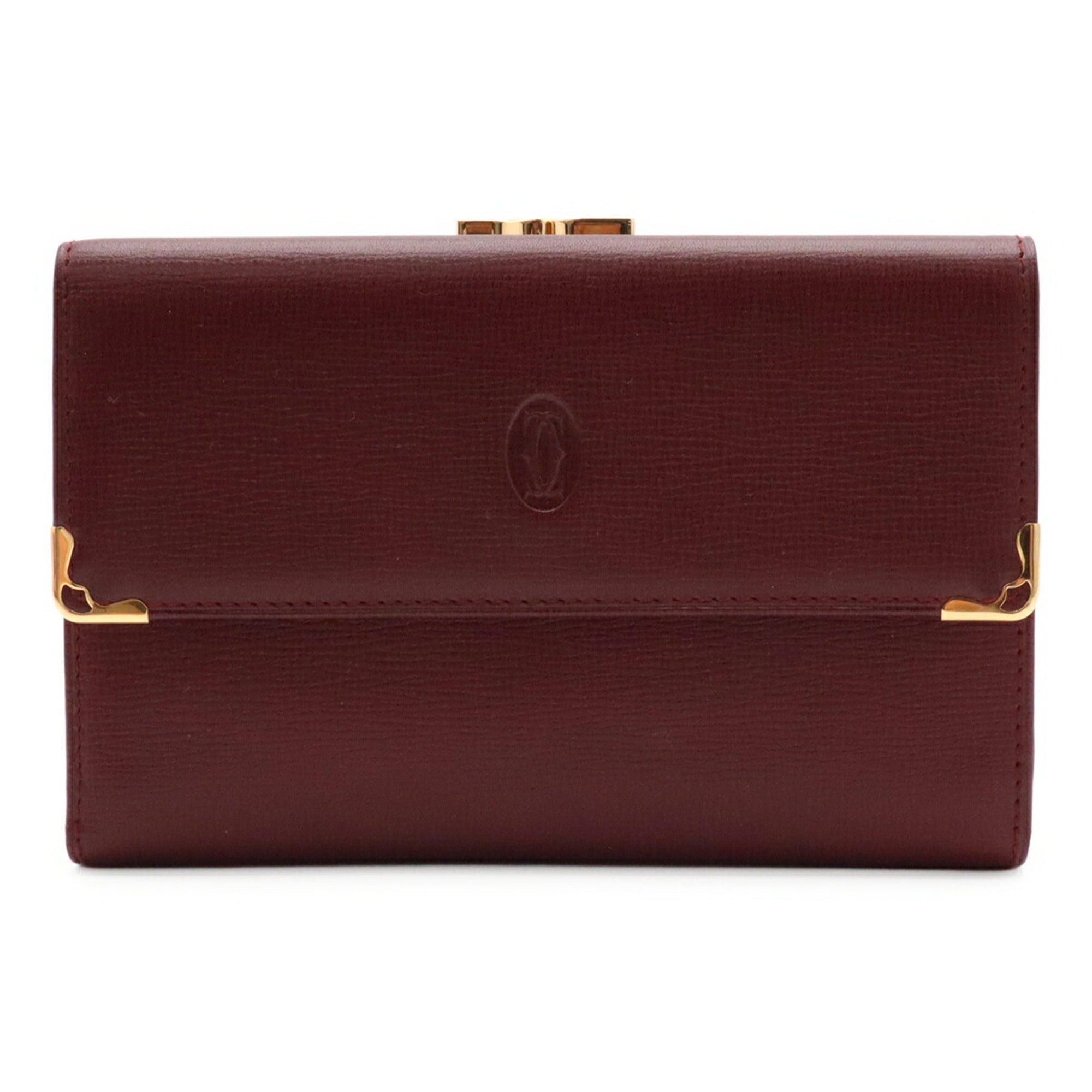 Cartier Bordeaux Leather Wallet (Tri-Fold) (Pre-Owned)