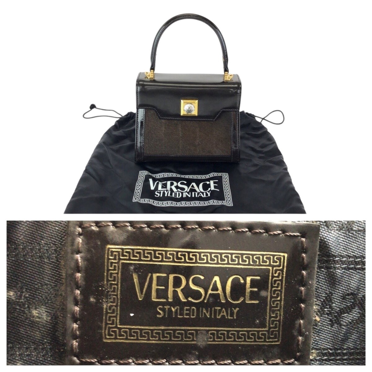 Versace Dark Brown Leather Handbag (Pre-Owned)