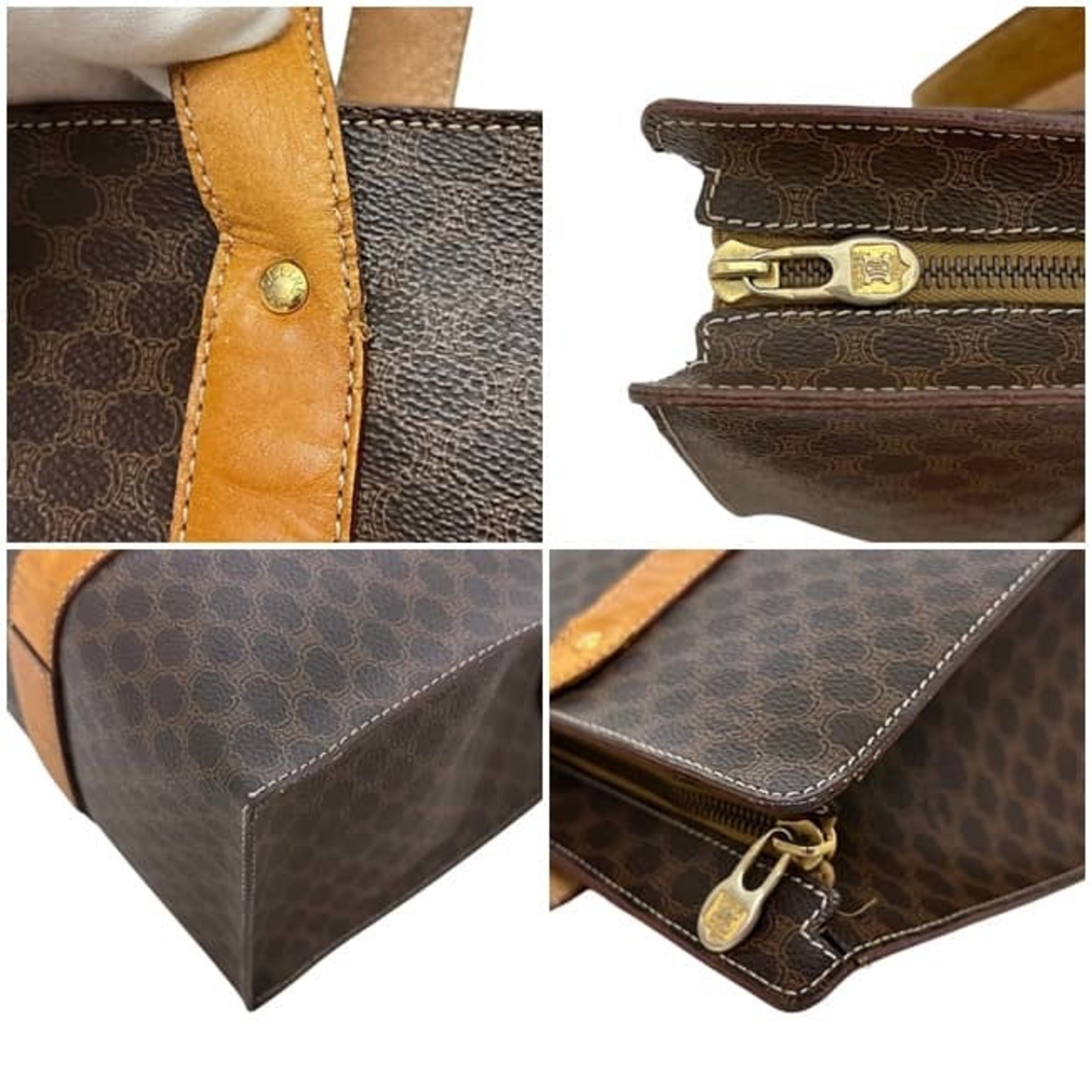 Celine Macadam Brown Pvc Leather Tote Bag (Pre-Owned)