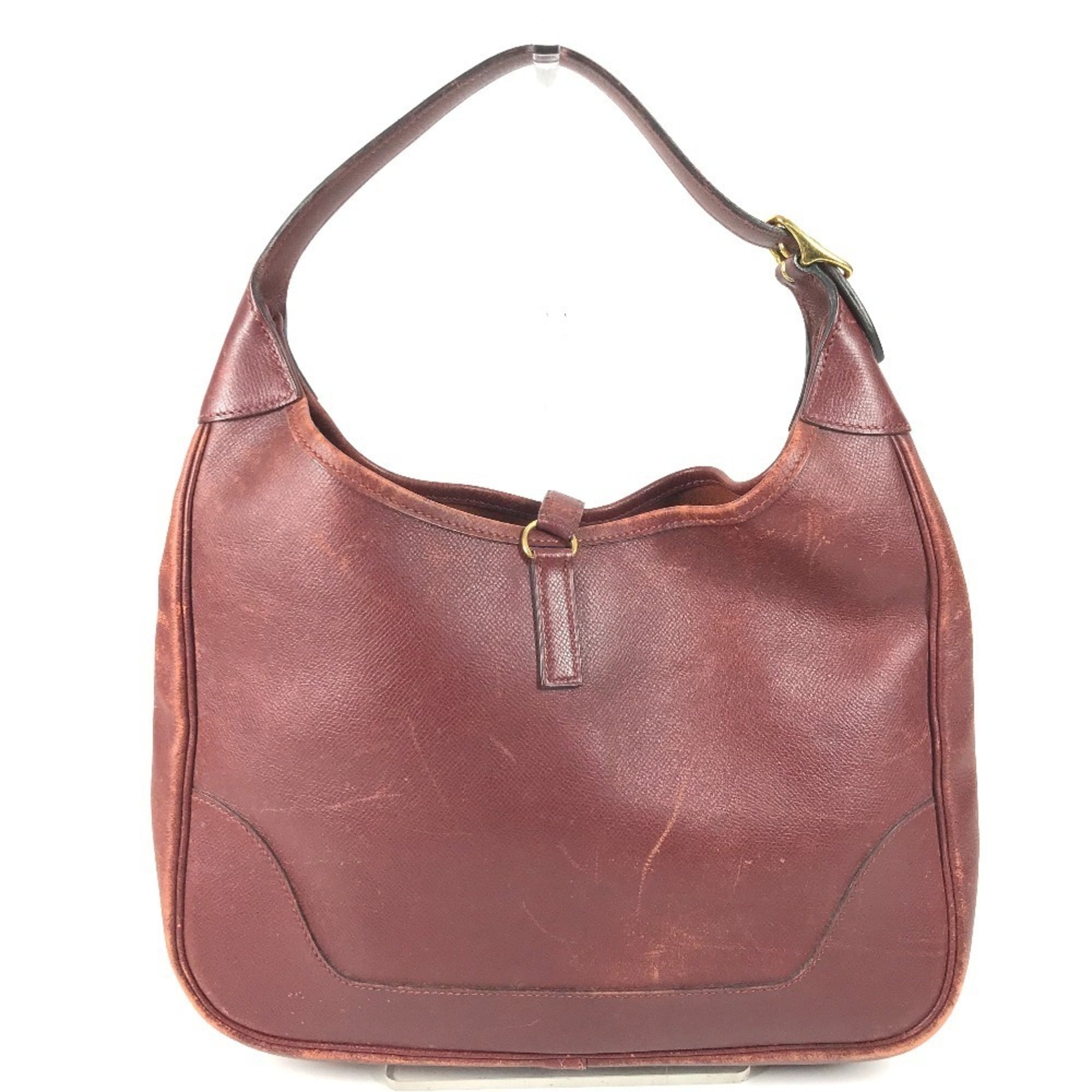 Hermes Trim Brown Leather Shoulder Bag Tote Bag (Pre-Owned)