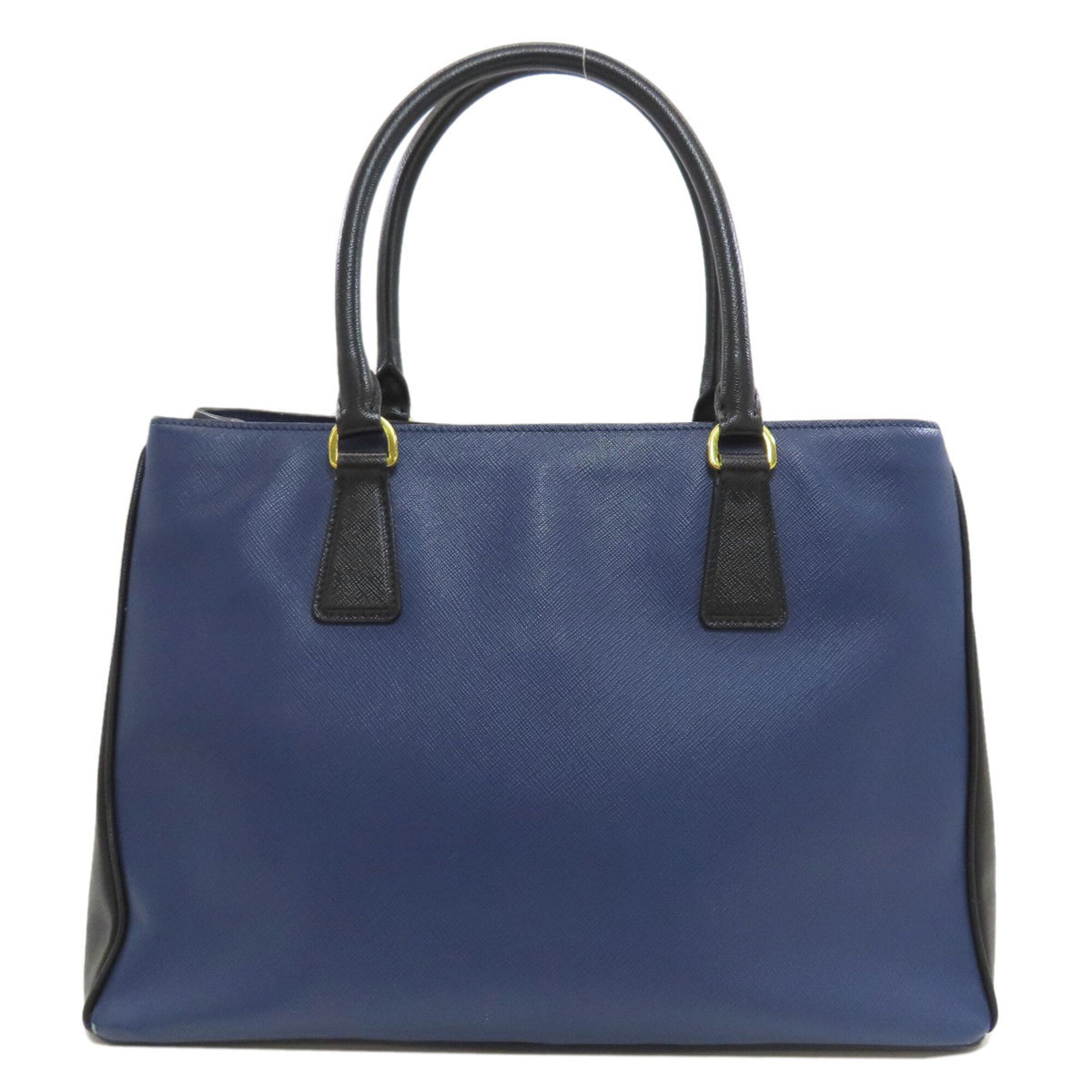 Prada Saffiano Black Blue Saffiano Tote Bag (Pre-Owned)