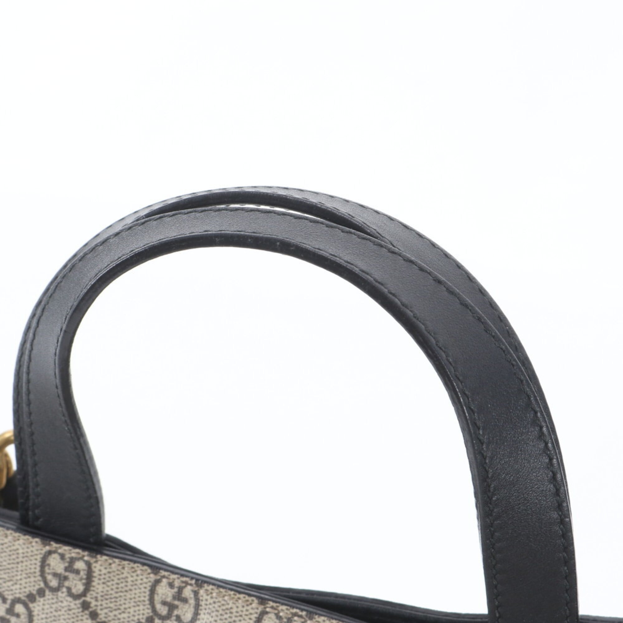 Gucci Grayish Multi-Color Leather Coated Canvas Handbag Tote Bag (Pre-Owned)