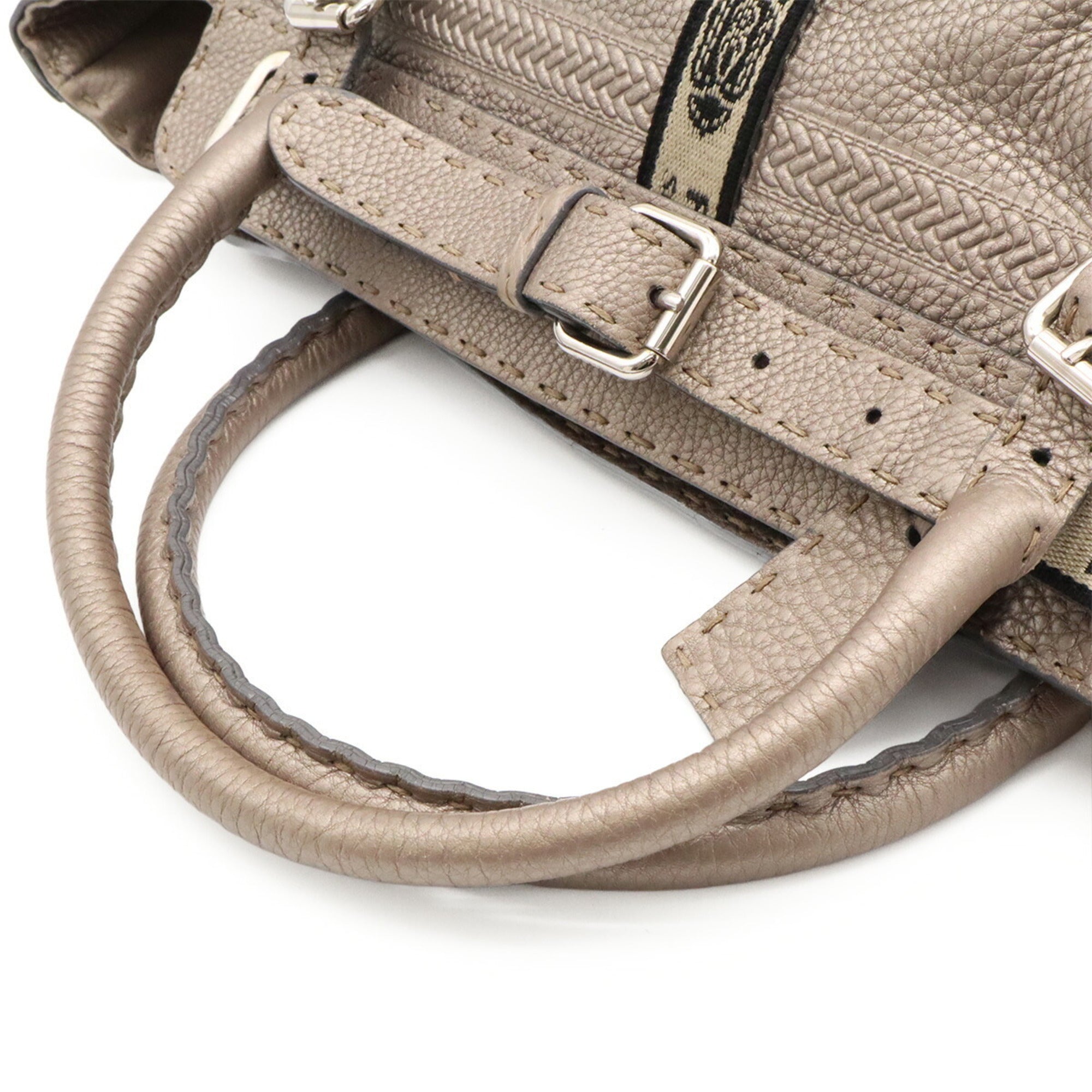 Fendi Selleria Grayish Leather Handbag (Pre-Owned)