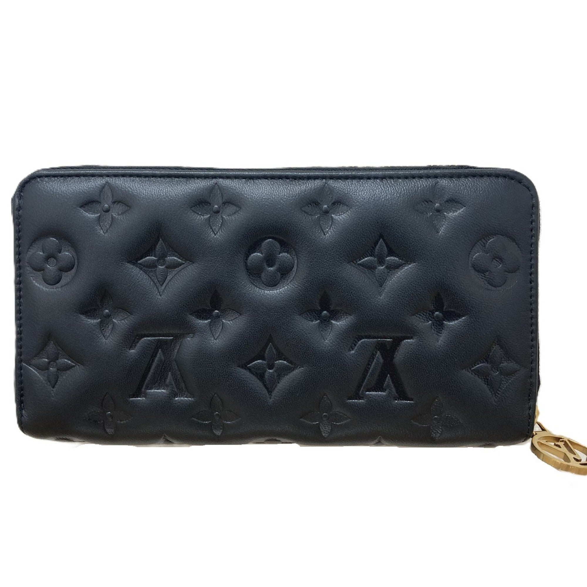 Louis Vuitton Black Noir Leather Long Wallet (Bi-Fold) (Pre-Owned)