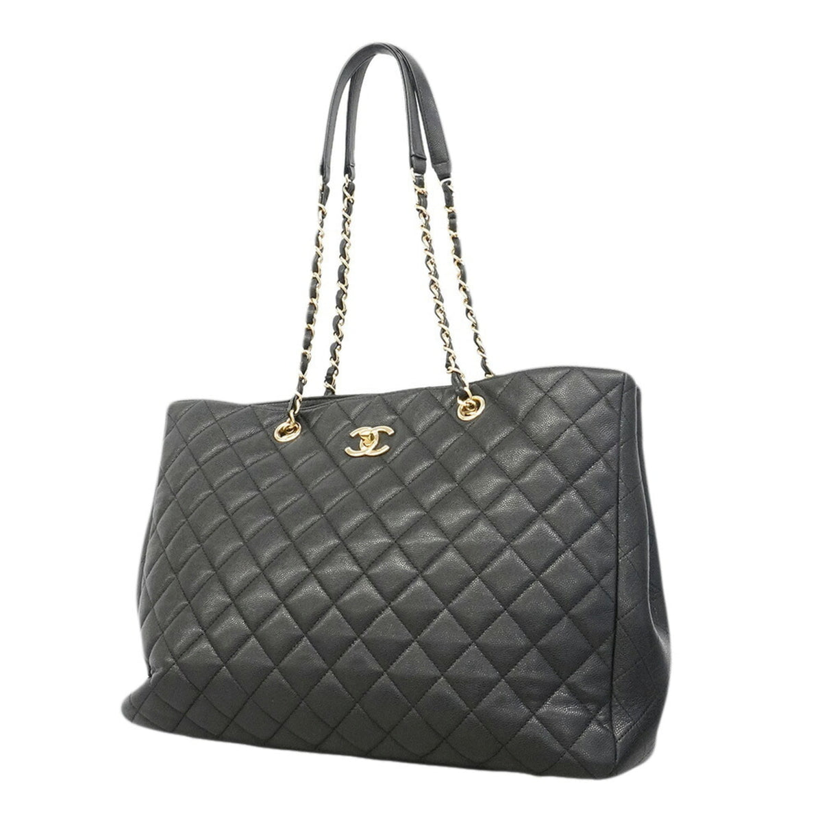 Chanel Black Grained Calfskin Tote Bag (Pre-Owned)