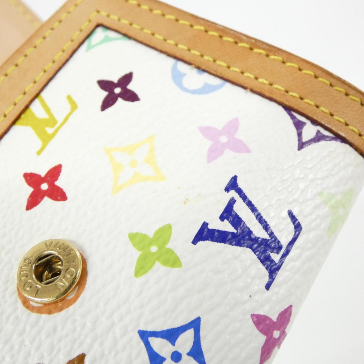 Louis Vuitton Multi-Color White Coated Canvas Coin Purse/Coin Case (Pre-Owned)