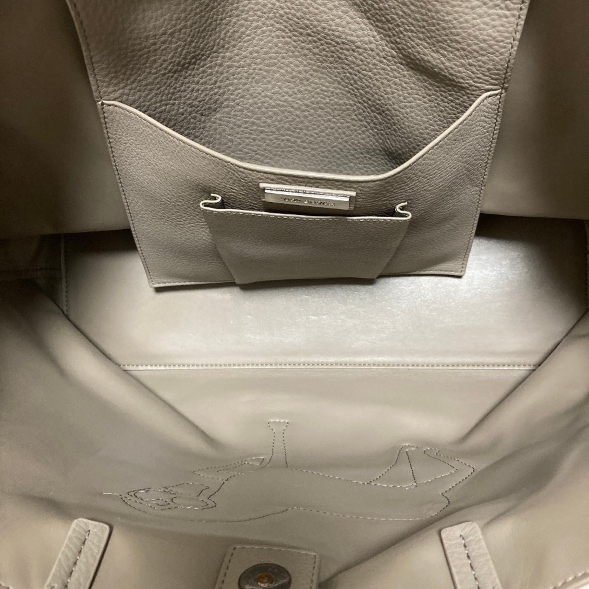 Tory Burch Gray Leather Tote Bag (Pre-Owned)