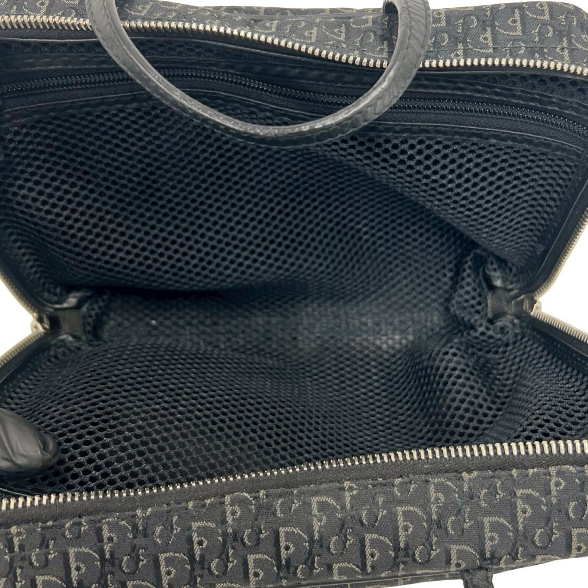 Christian Dior Black Canvas Leather Boston Bag Handbag (Pre-Owned)