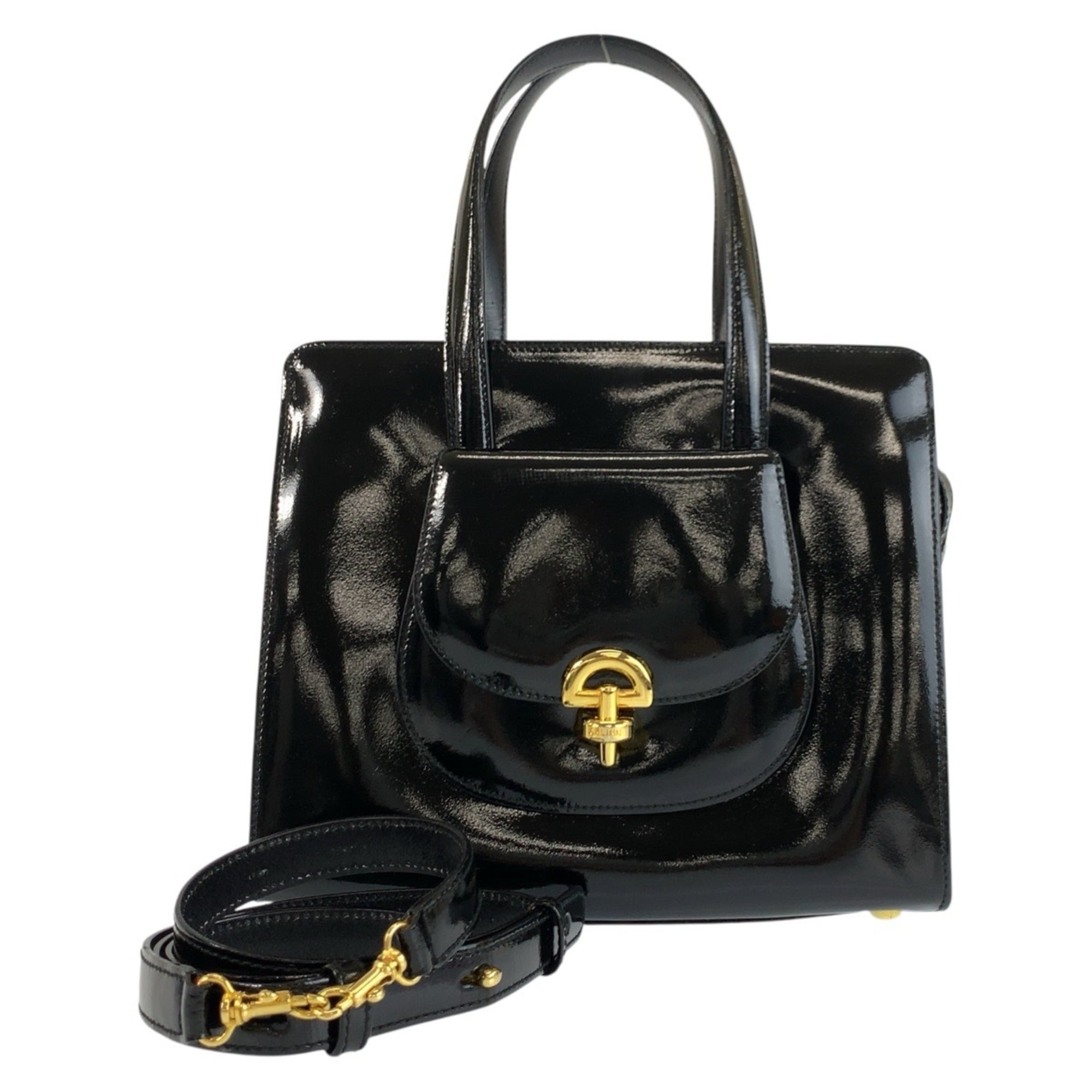 Celine Black Patent Leather Handbag Shoulder Bag (Pre-Owned)