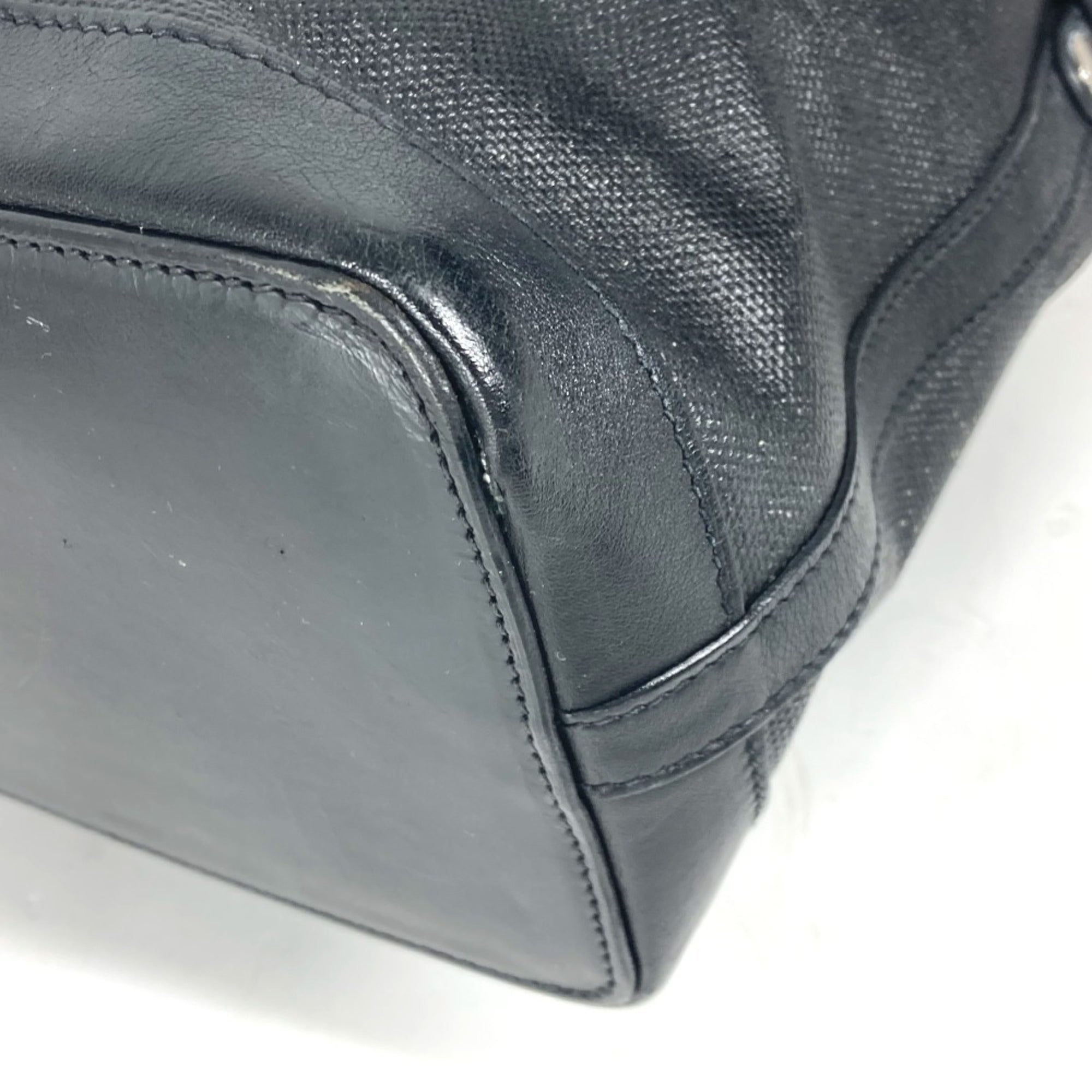 Hermes Black Gray Toile H Coated Canvas Shoulder Bag Tote Bag (Pre-Owned)
