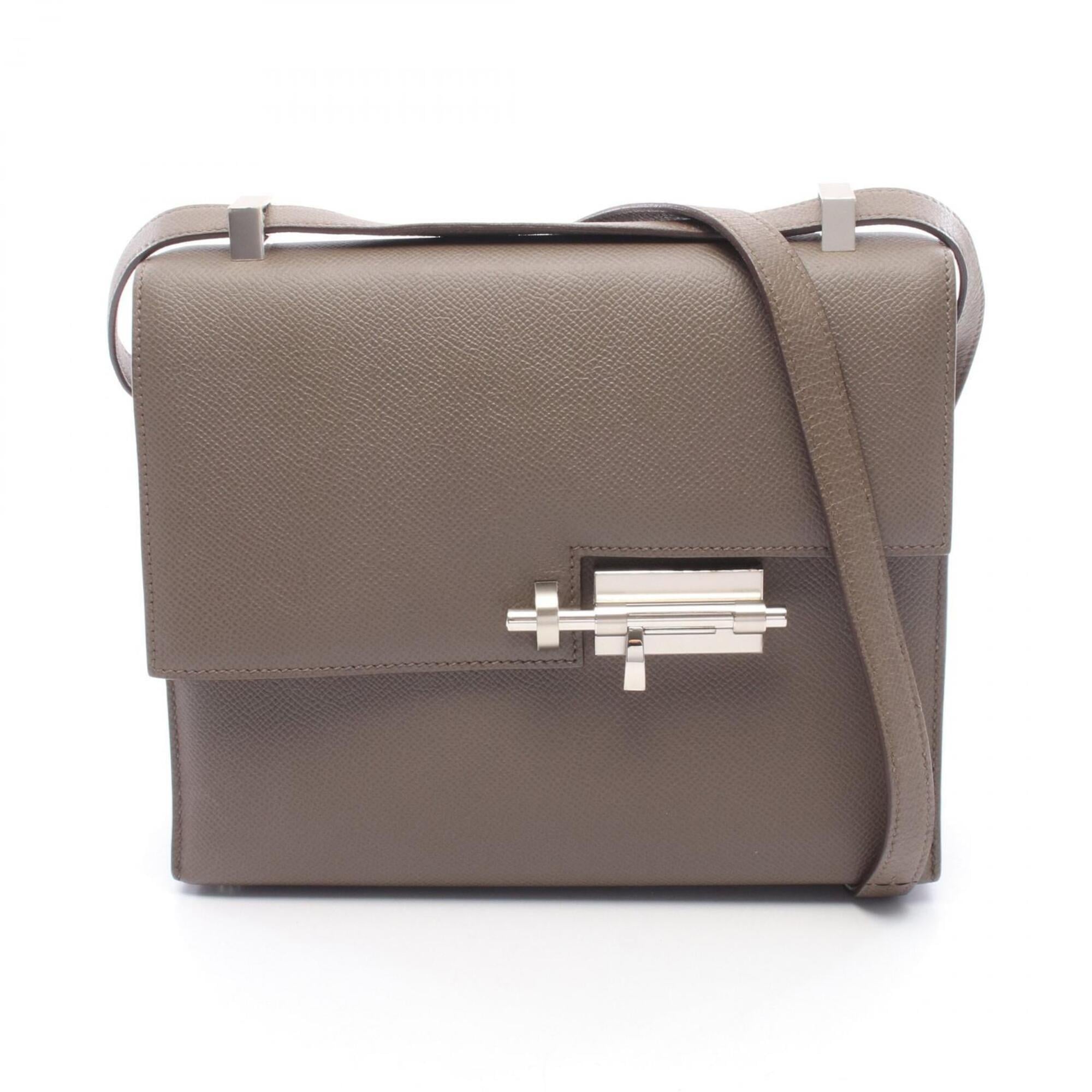 Hermes Etain Gray Epsom Leather Handbag Shoulder Bag (Pre-Owned)