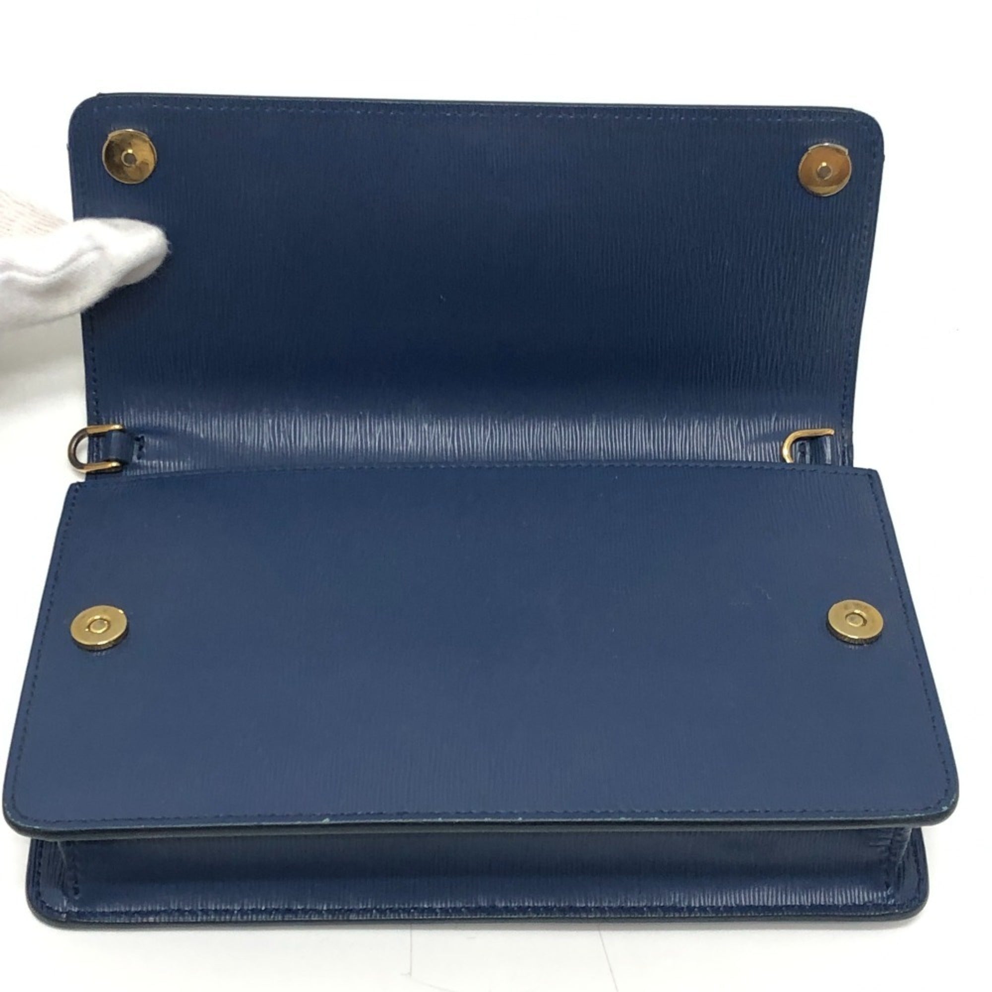 Prada Blue Leather Chain/Shoulder Wallet (Pre-Owned)