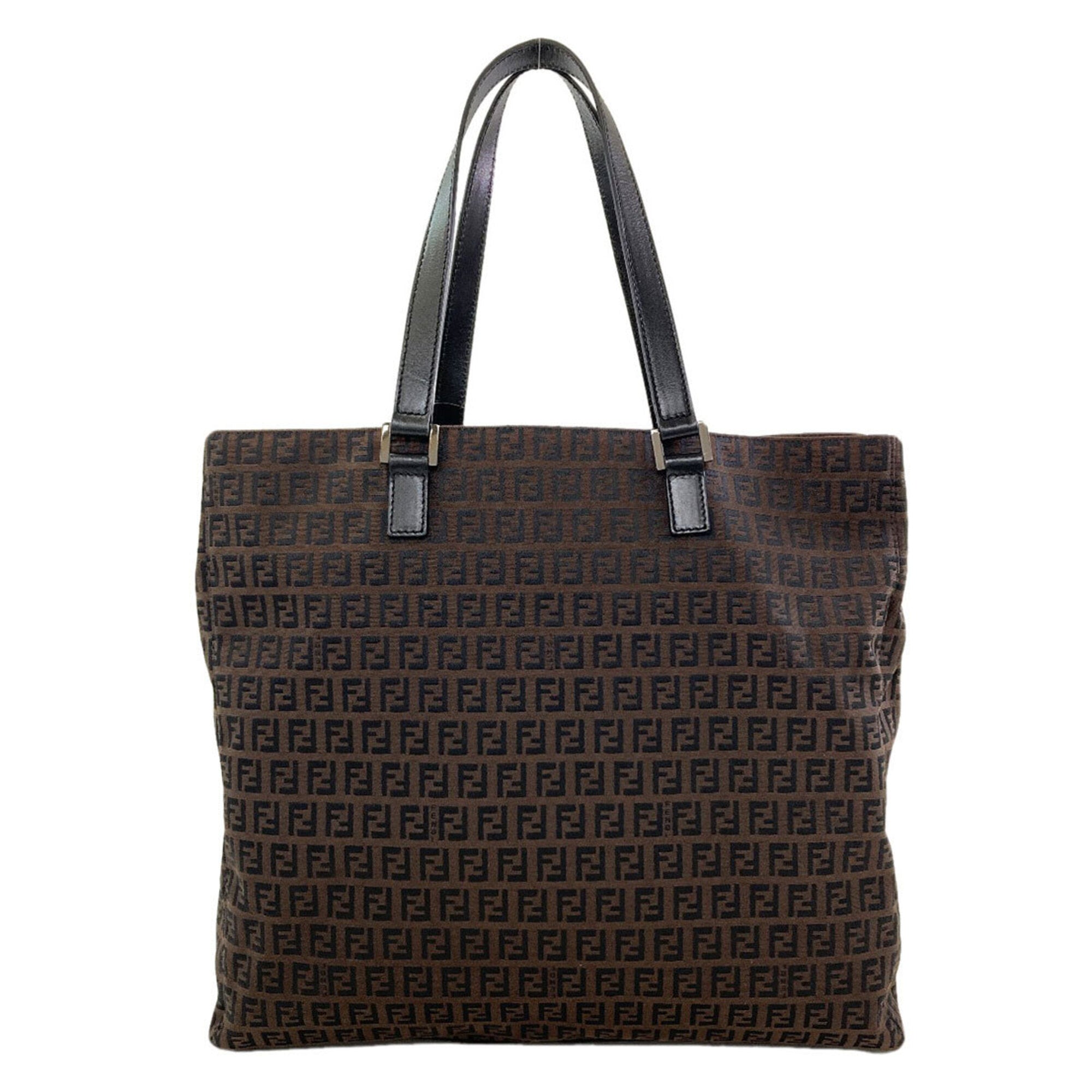 Fendi Dark Brown Canvas Tote Bag (Pre-Owned)