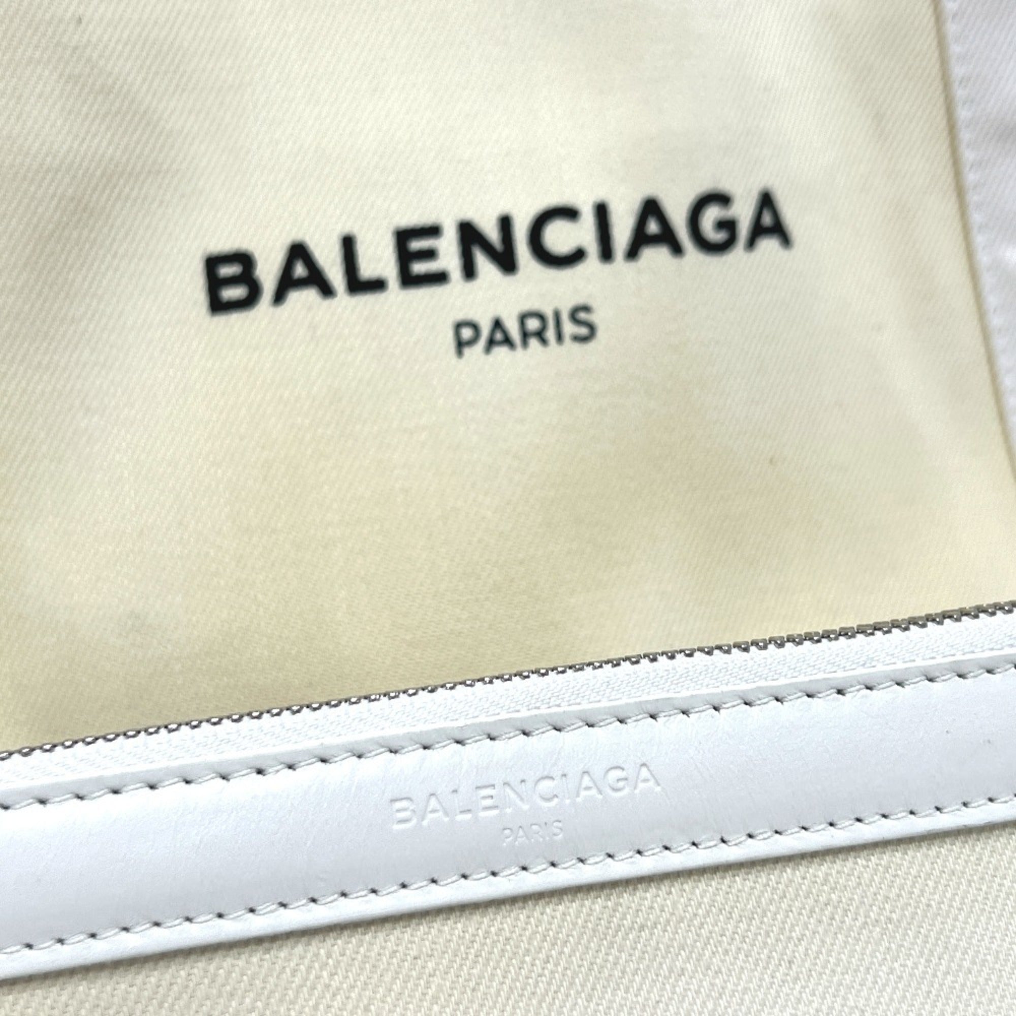 Balenciaga White Canvas Leather Handbag Tote Bag (Pre-Owned)