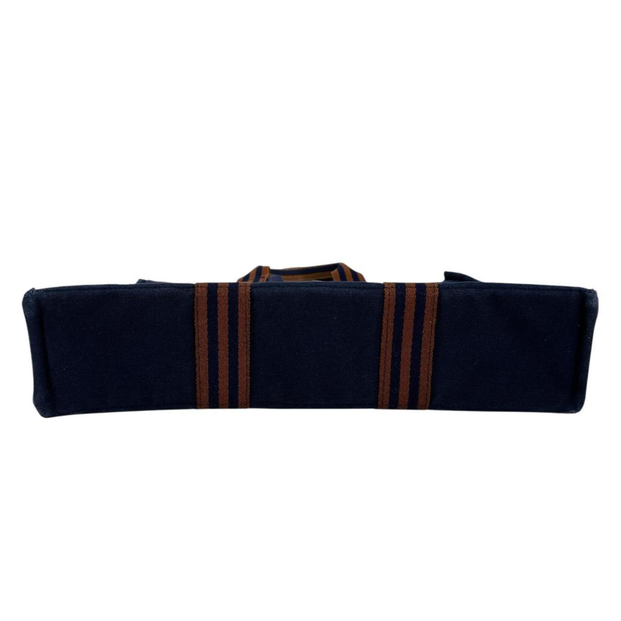 Hermes Navy Cotton Handbag Tote Bag (Pre-Owned)