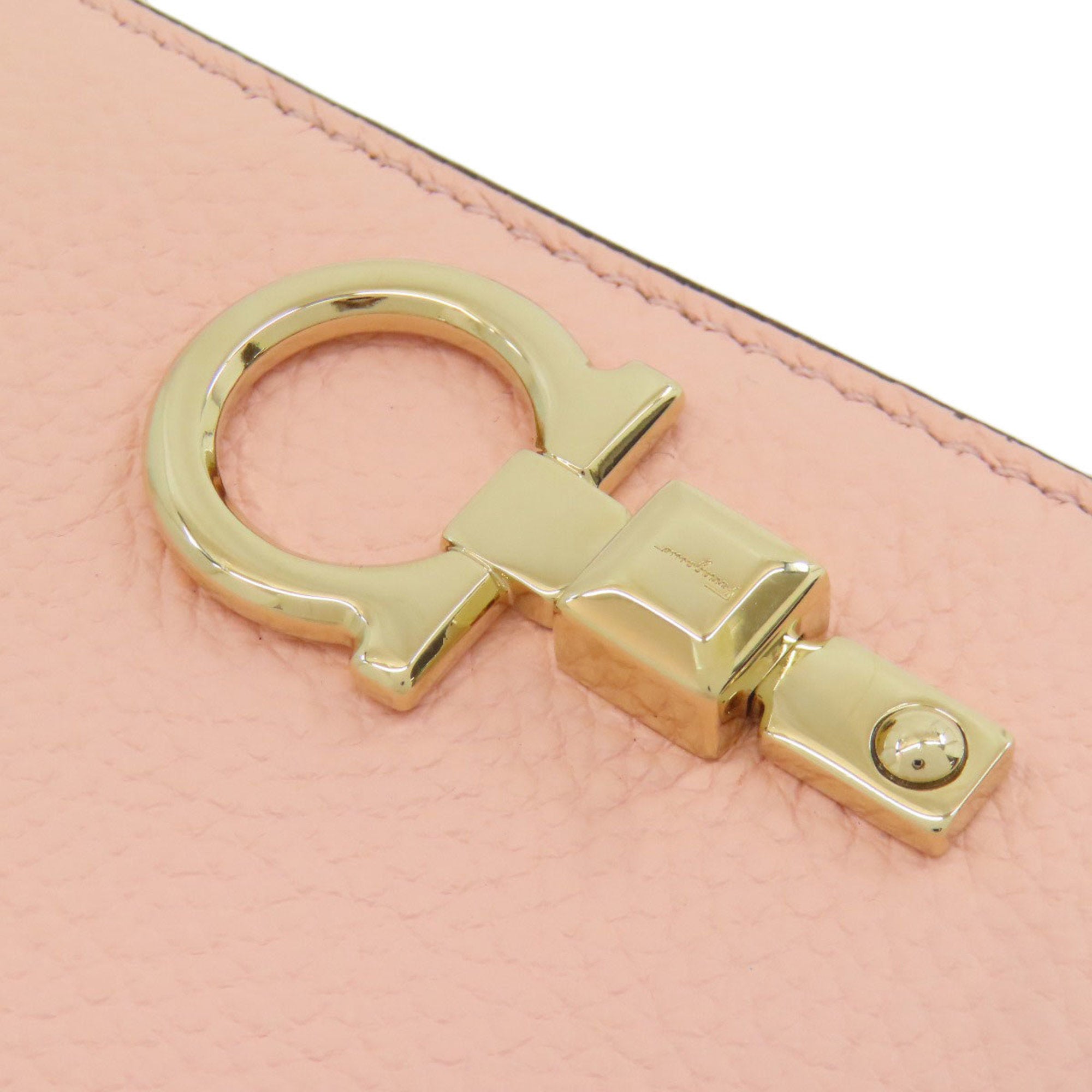 Salvatore Ferragamo Gancini Pink Leather Wallet (Bi-Fold) (Pre-Owned)