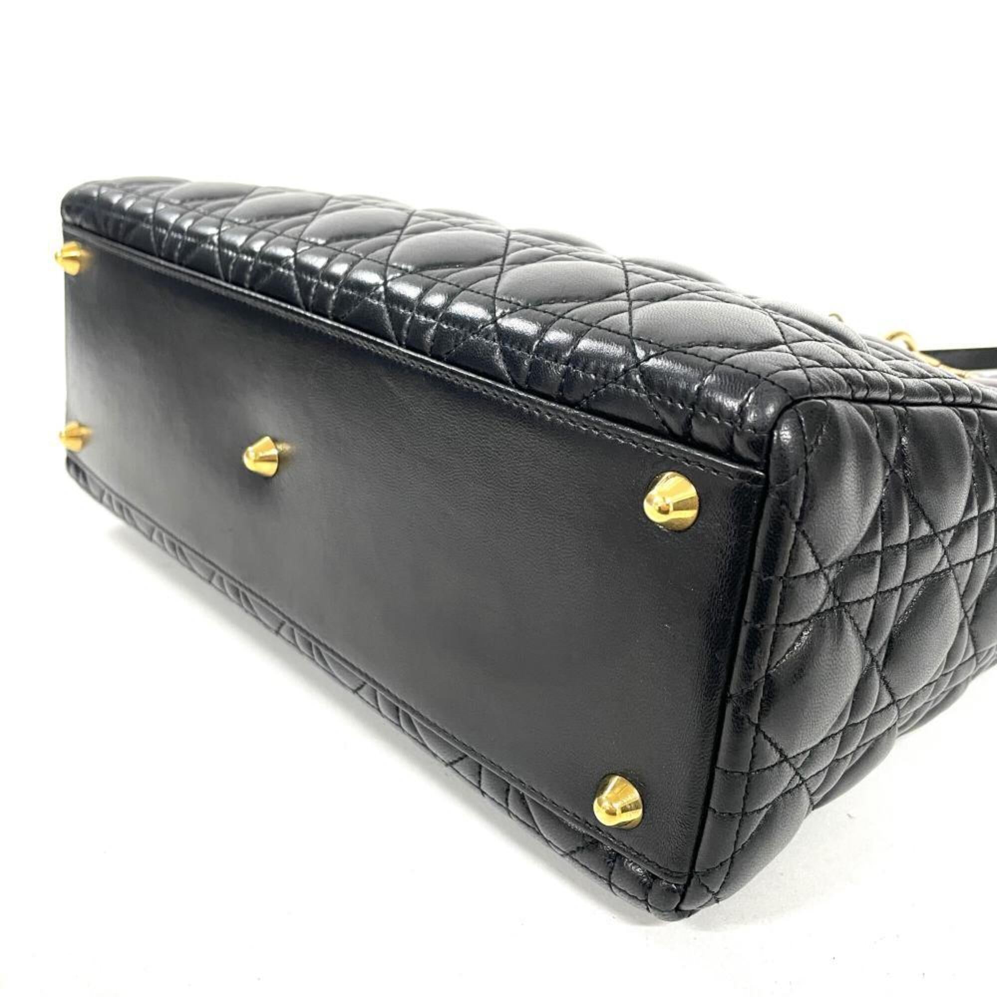 Christian Dior Lady Dior Black Leather Handbag (Pre-Owned)