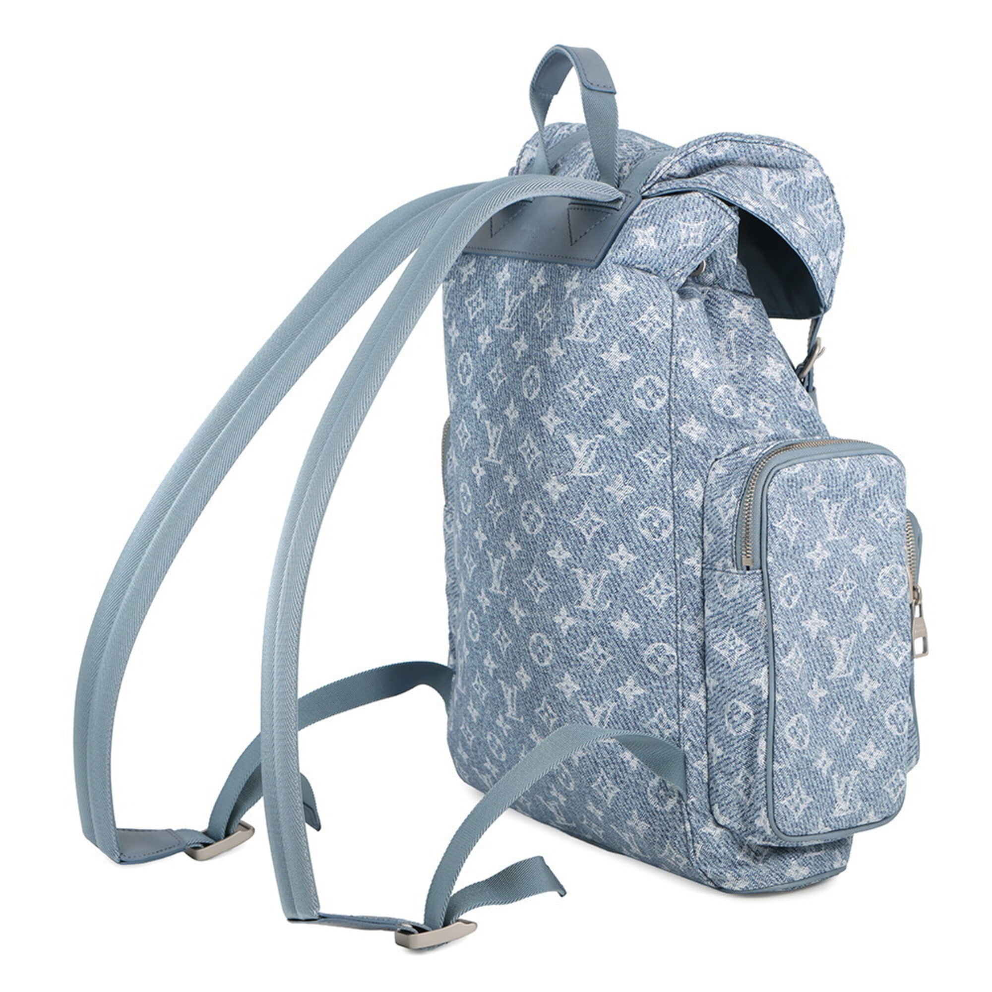 Louis Vuitton Monogram Blue Nylon Denim Leather Backpack (Pre-Owned)