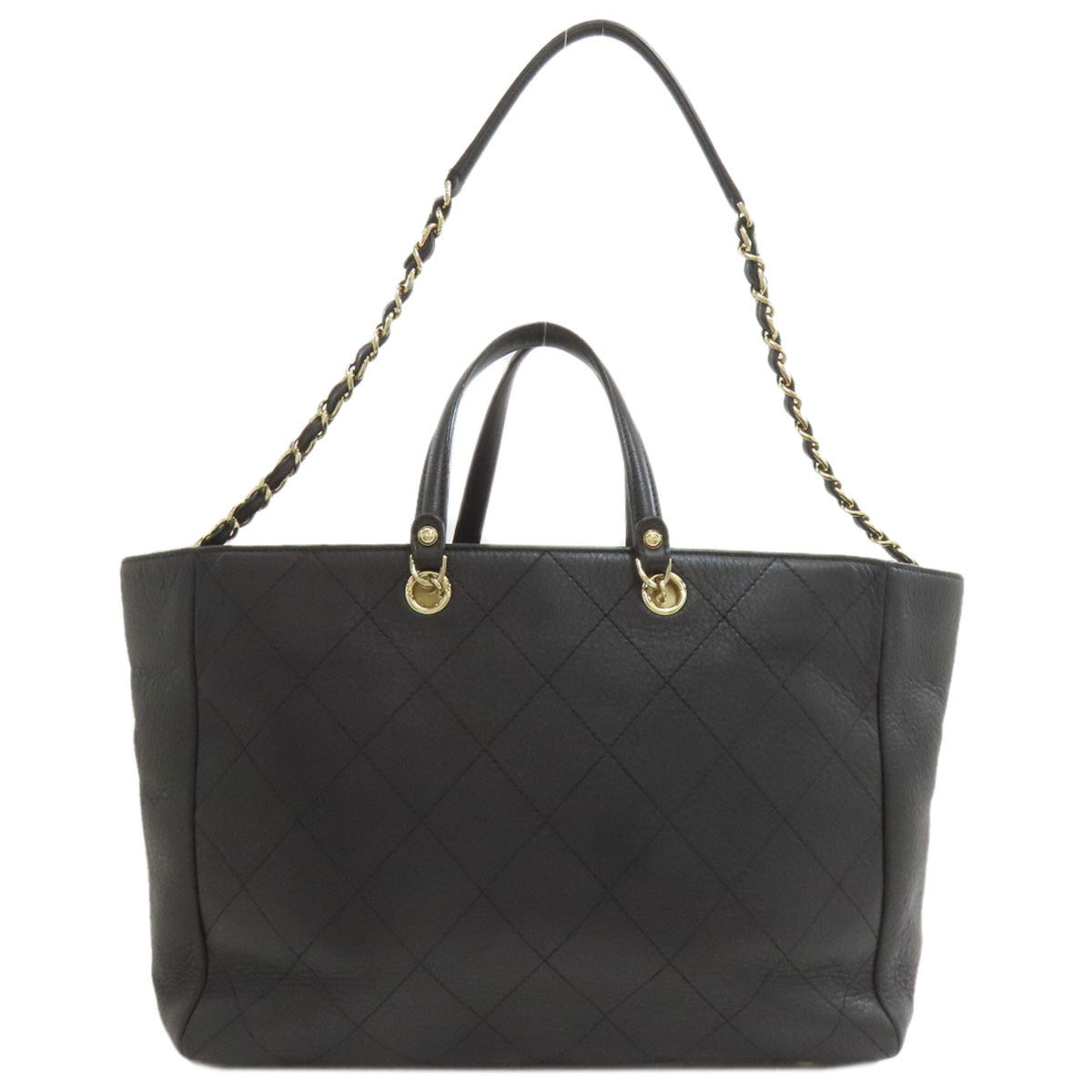 Chanel Matelasse Black Leather Tote Bag (Pre-Owned)