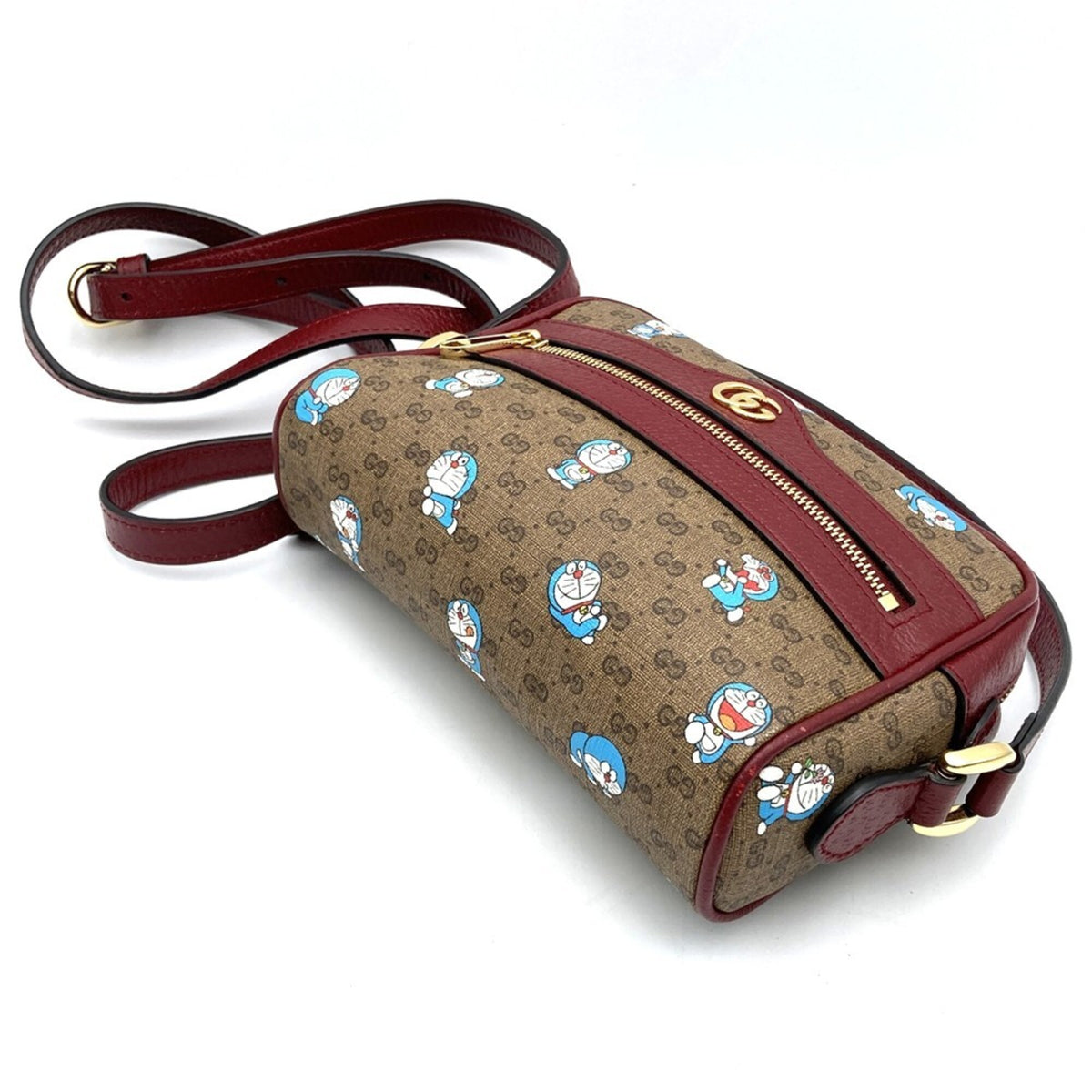 Gucci Brown Red Color Micro Gg Leather Shoulder Bag (Pre-Owned)
