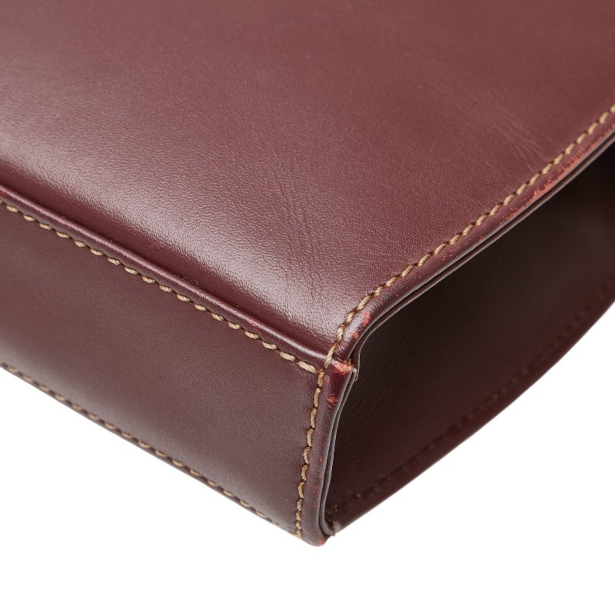 Cartier Bordeaux Wine Red Leather Shoulder Bag (Pre-Owned)