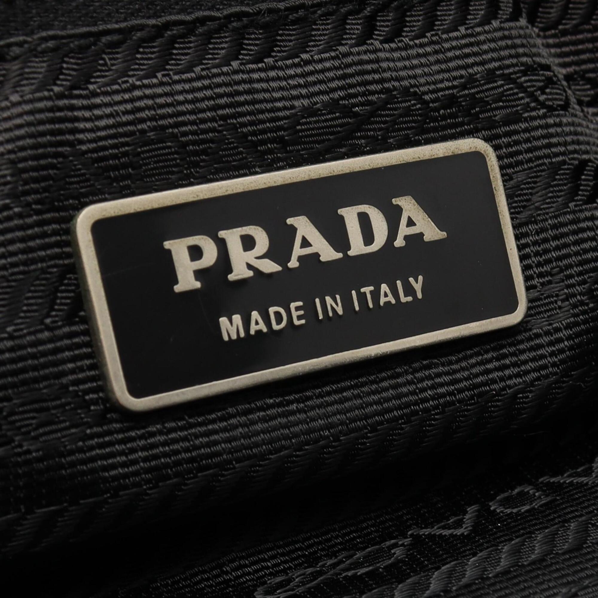 Prada Black Nylon Leather Handbag Tote Bag (Pre-Owned)