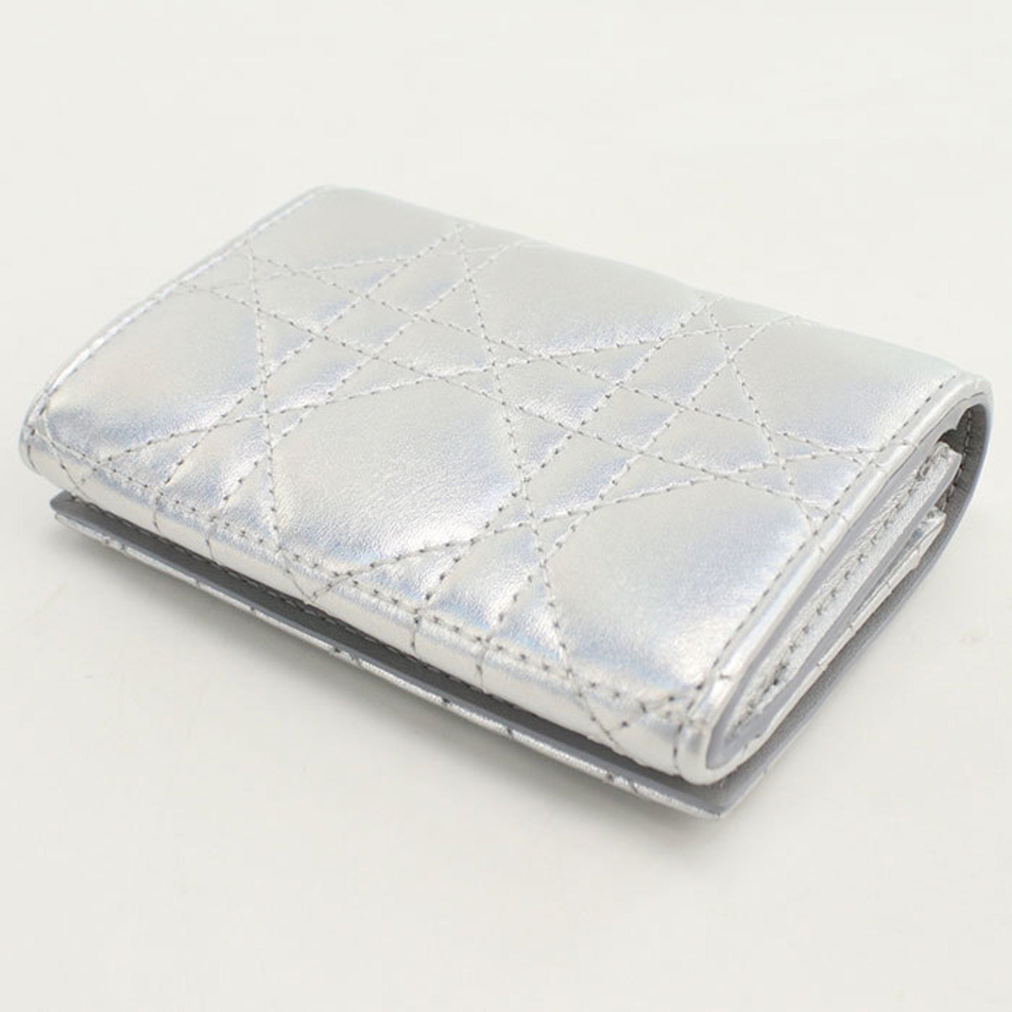 Christian Dior Silver Leather Wallet (Bi-Fold) (Pre-Owned)