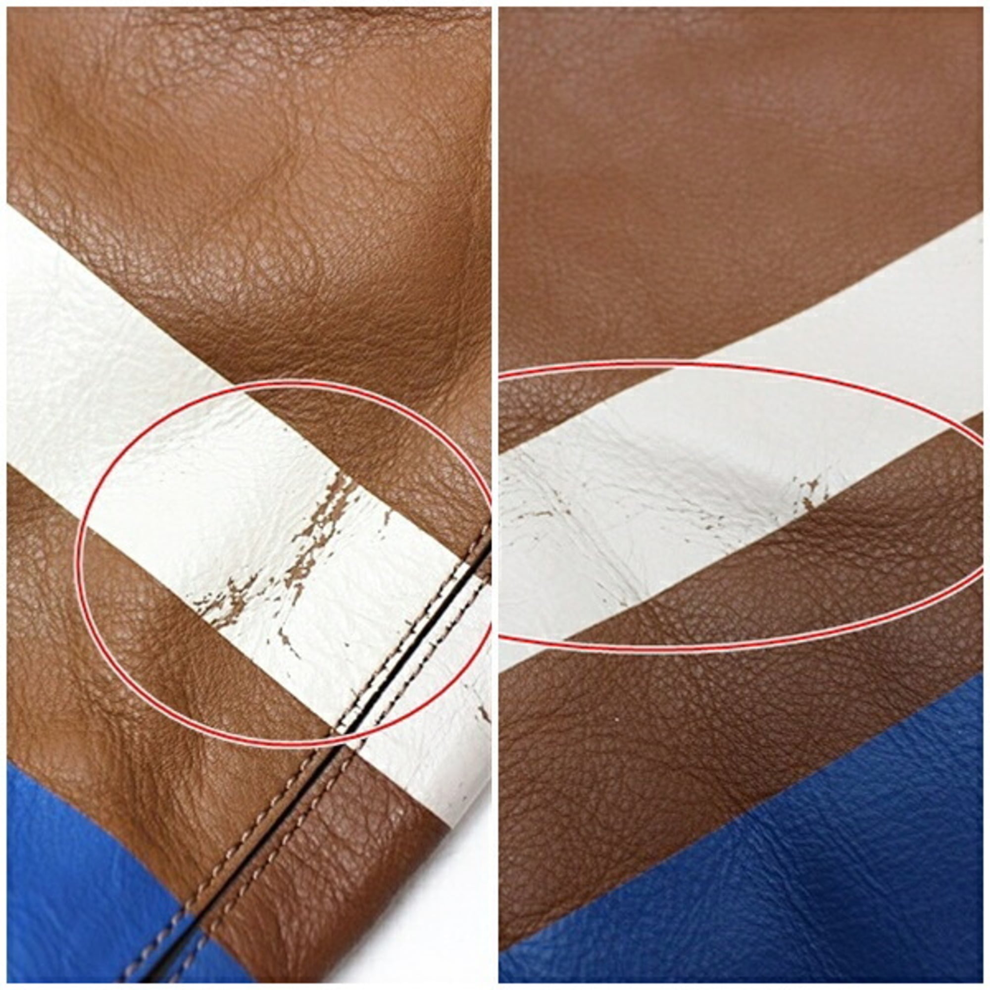 Coach Blue Brown White Leather Canvas Tote Bag (Pre-Owned)