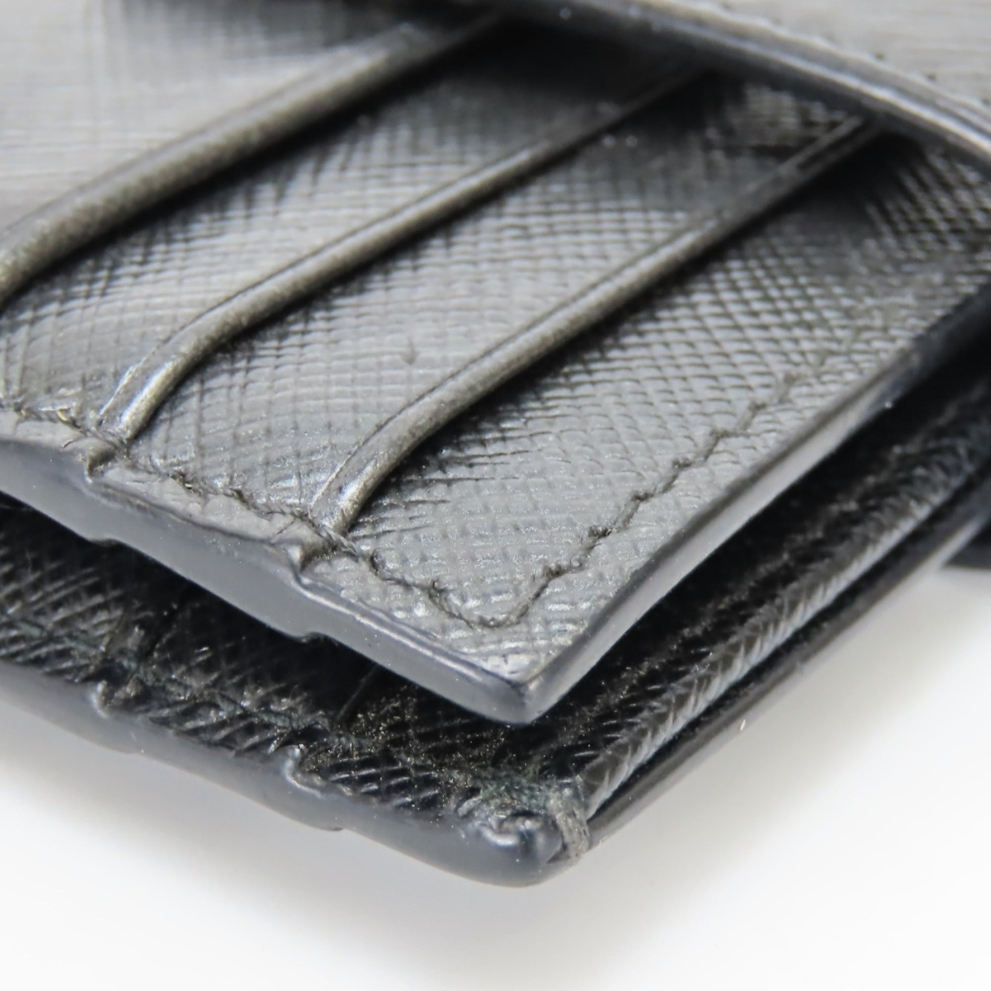 Prada Black Metallic Gray Leather Bill Wallet (Bi-Fold) (Pre-Owned)