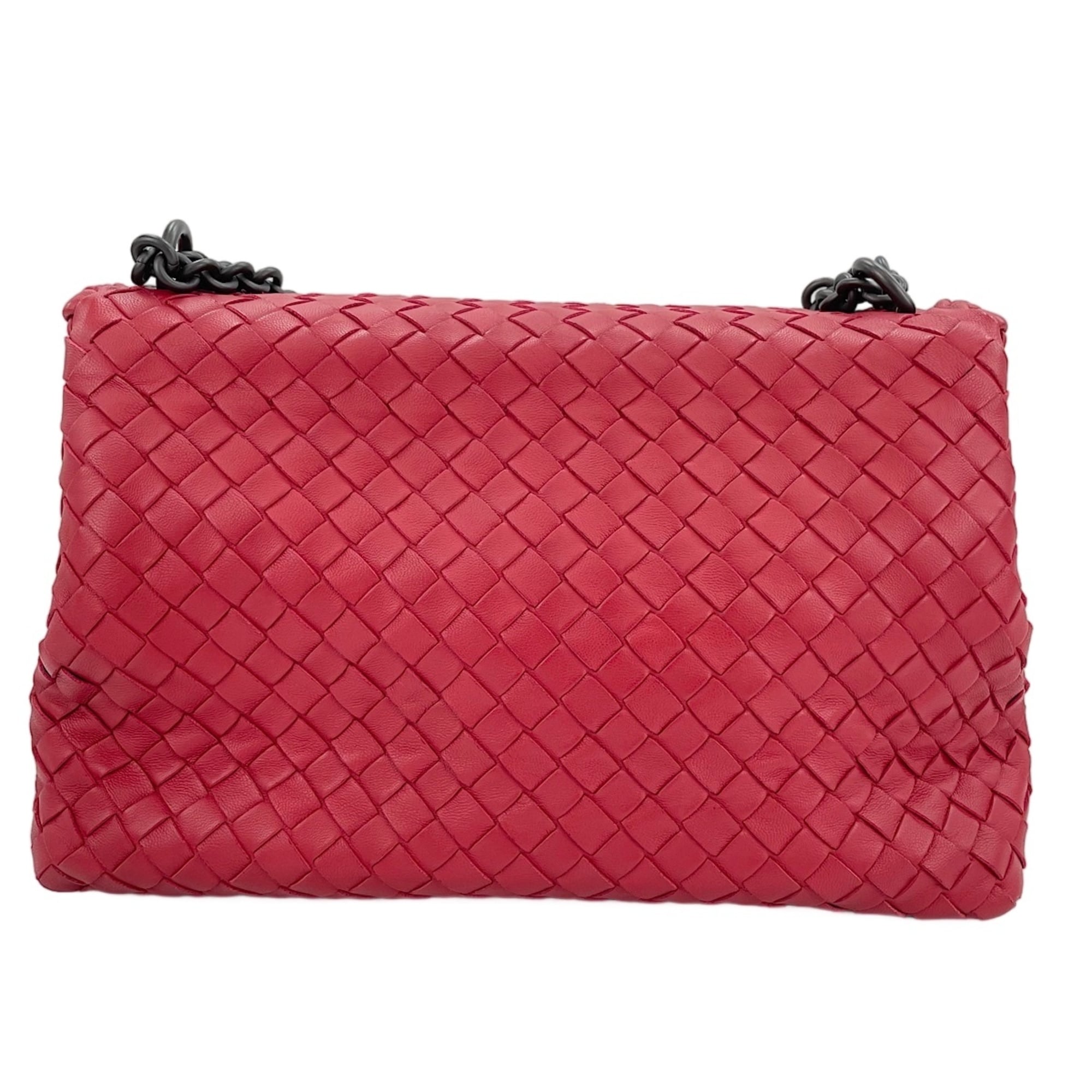 Bottega Veneta Red Color Intrecciato Shoulder Bag (Pre-Owned)