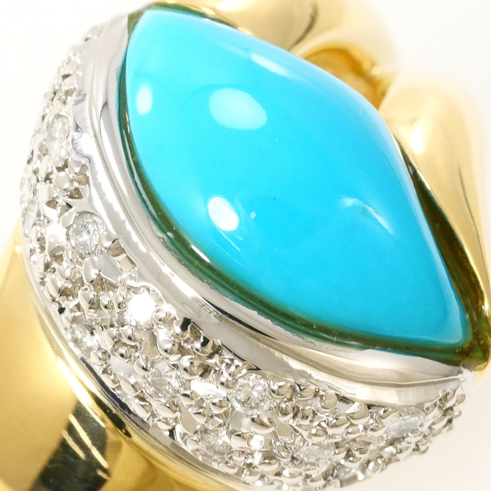 Unbranded Platinum Turquoise Yellow Gold Yellow Gold (18K) Platinum 900 Band Ring (Pre-Owned)