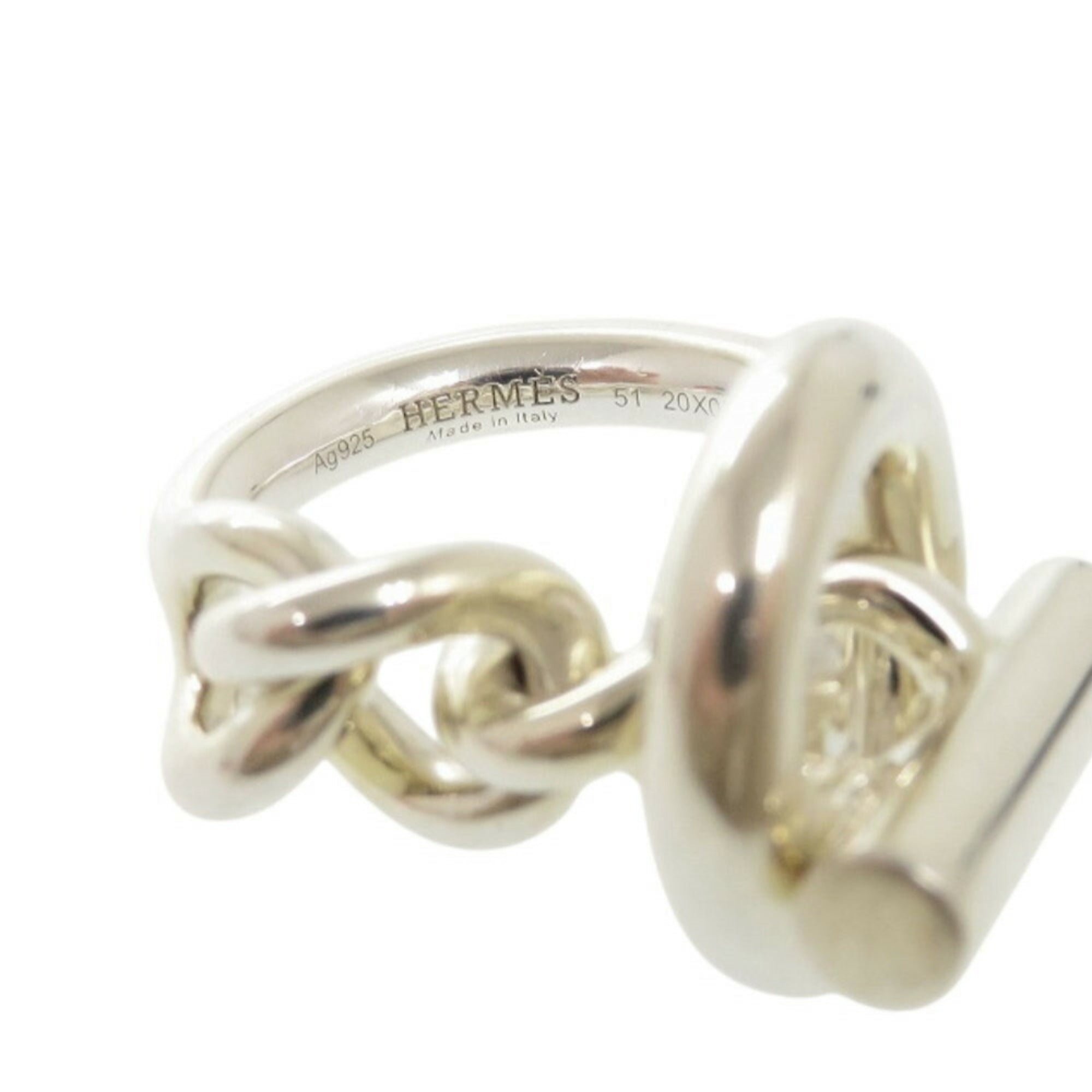 Hermes Silver Silver 925 Band Ring (Pre-Owned)