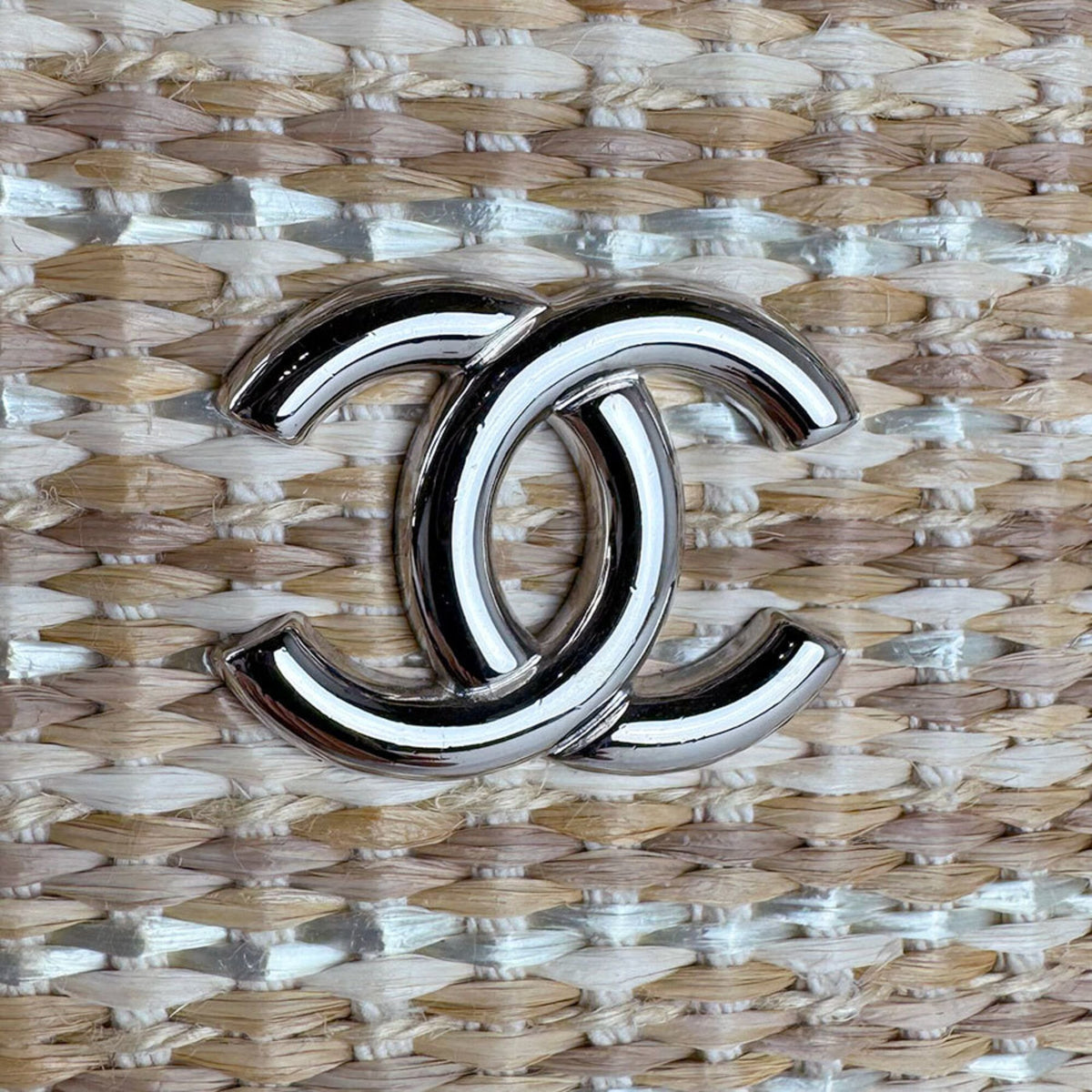 Chanel Light Beige Raffia Leather Handbag Shoulder Bag (Pre-Owned)