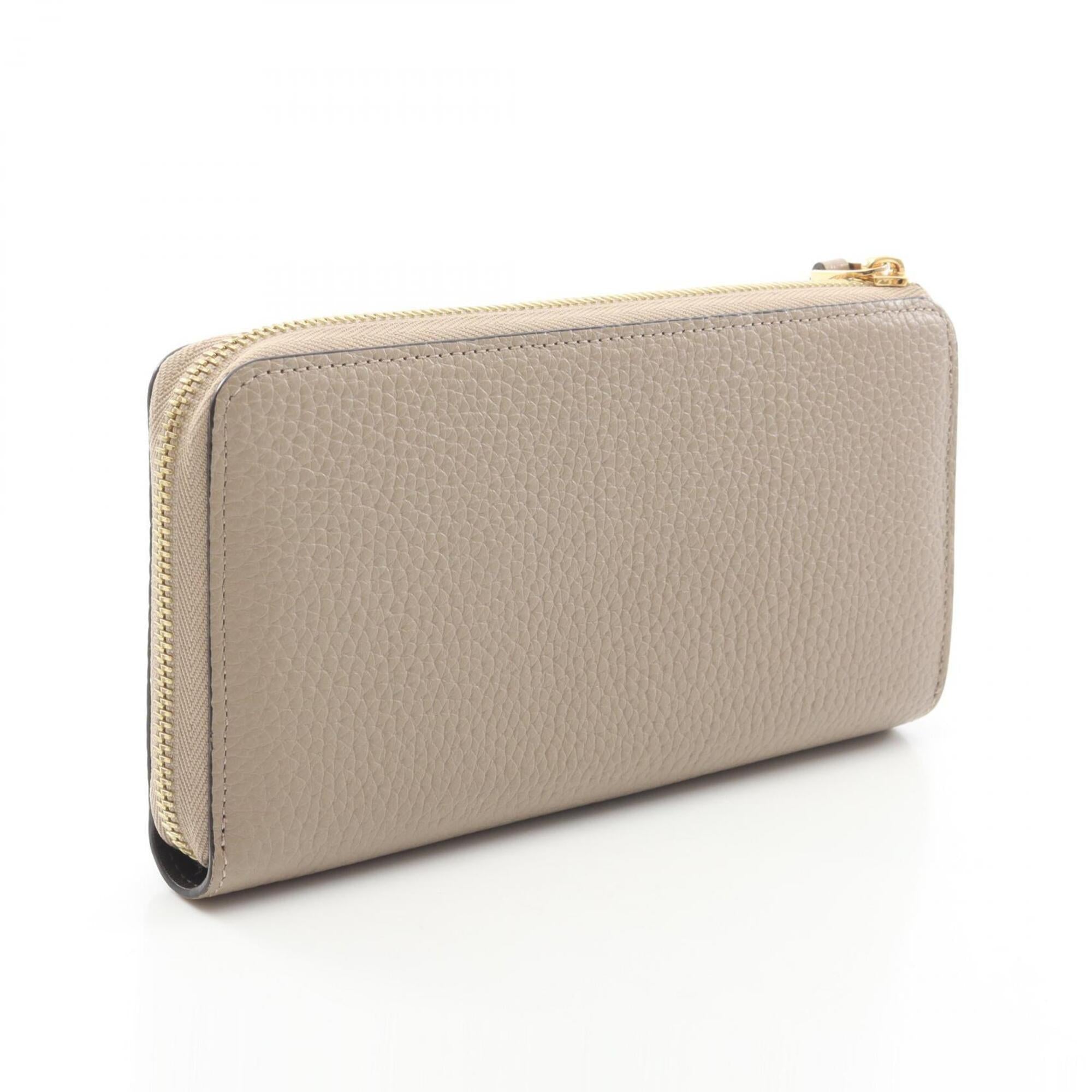 Louis Vuitton Beige Leather Long Wallet (Bi-Fold) (Pre-Owned)