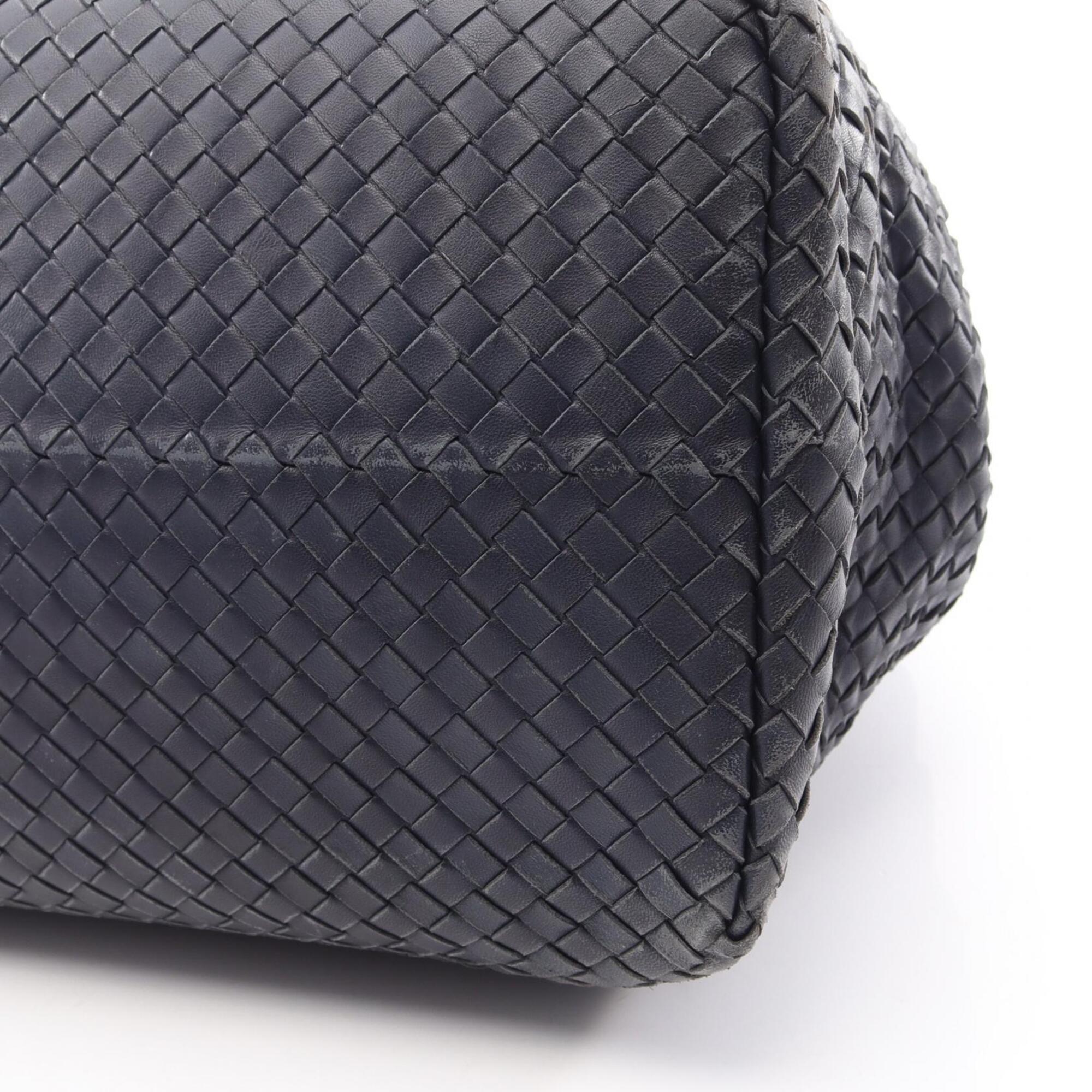 Bottega Veneta Brown Navy Leather Handbag Tote Bag (Pre-Owned)
