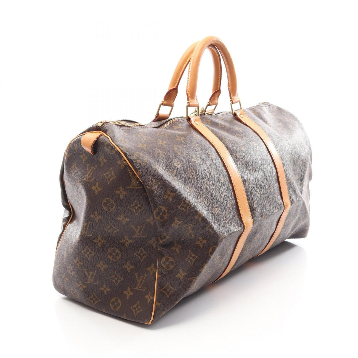 Louis Vuitton Brown Monogram Coated Canvas Leather Boston Bag Handbag (Pre-Owned)