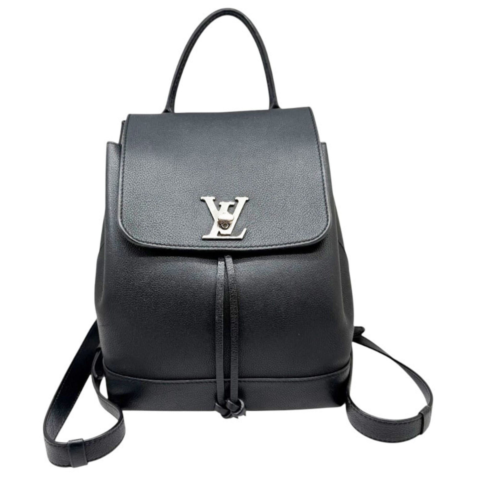 Louis Vuitton Black Noir Leather Backpack (Pre-Owned)
